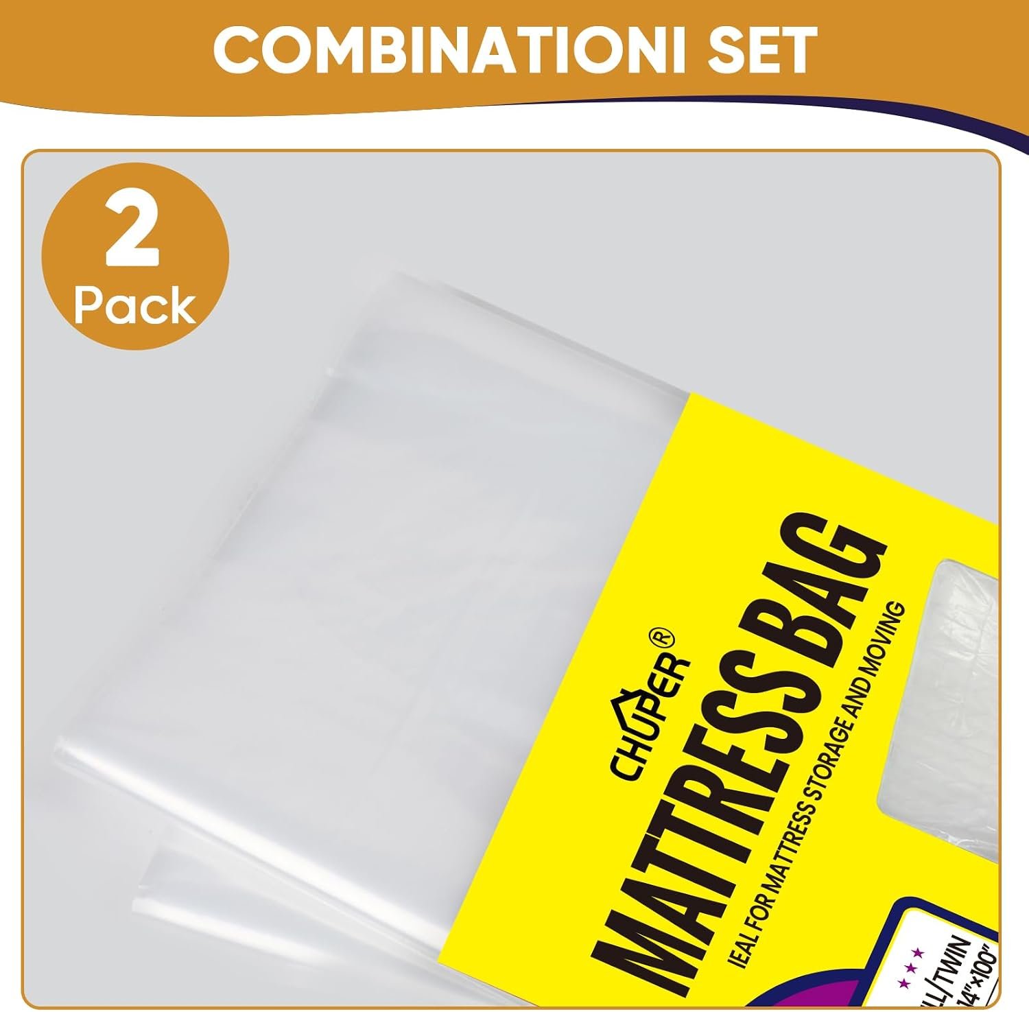 2 PK Twin Mattress Bags for Moving and Disposal – Waterproof Mattress Cover for Moving Twin Size Plastic Mattress Protector