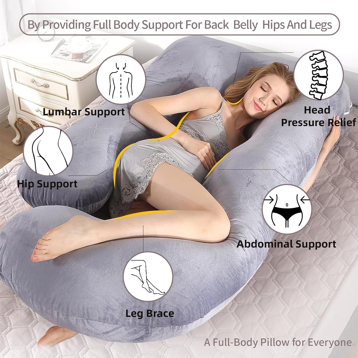60 Inch Full Body Pregnancy Pillows for Sleeping Cooling Pregnancy Pillow,U Shaped Pregnancy Body Pillow,Maternity Pillows