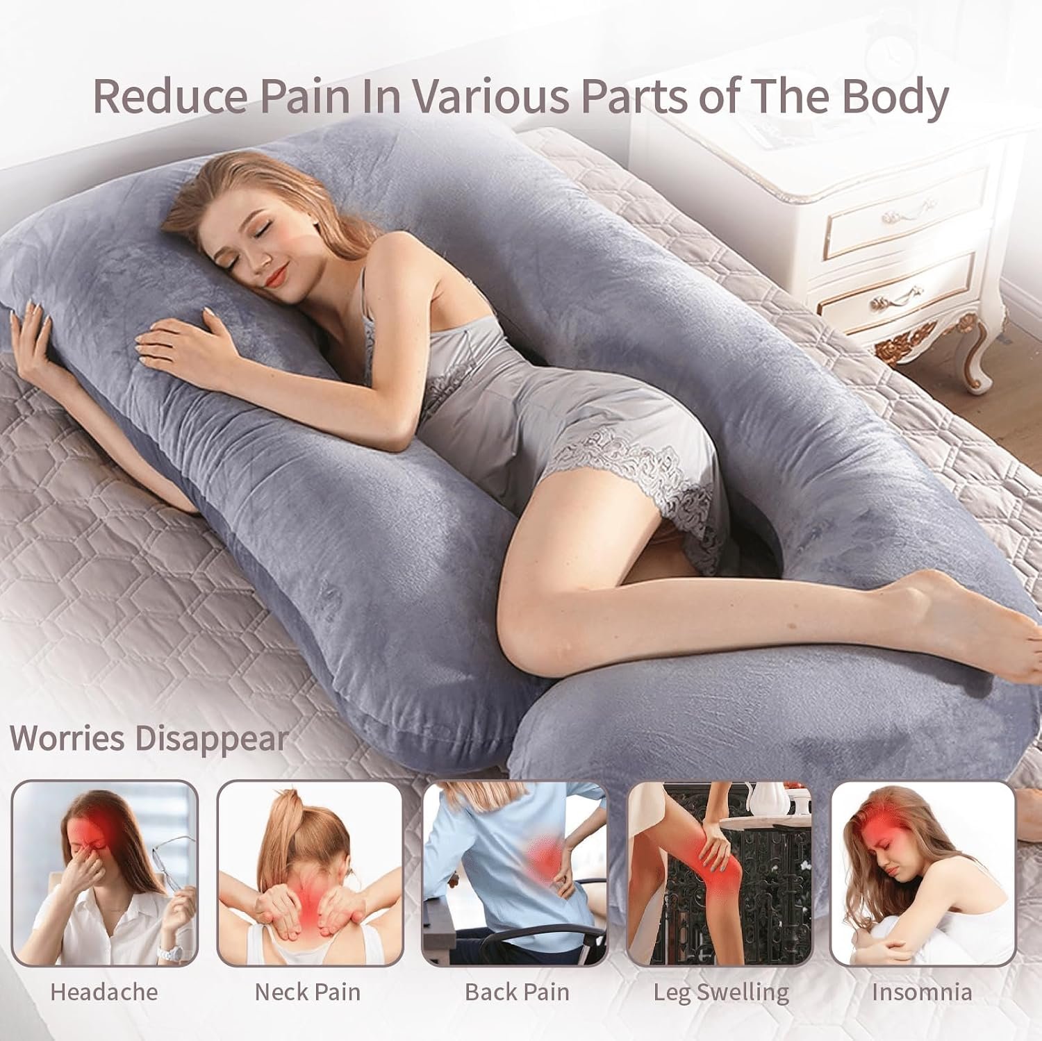 60 Inch Full Body Pregnancy Pillows for Sleeping Cooling Pregnancy Pillow,U Shaped Pregnancy Body Pillow,Maternity Pillows