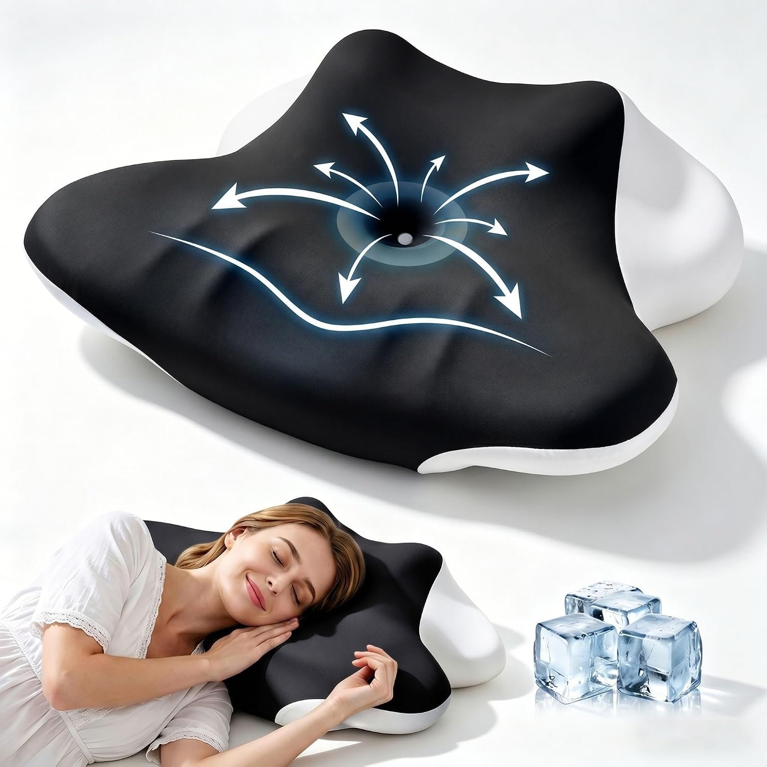Adjustable Cervical Pillow, Dark Grey Odorless Memory Foam for Neck Pain Relief