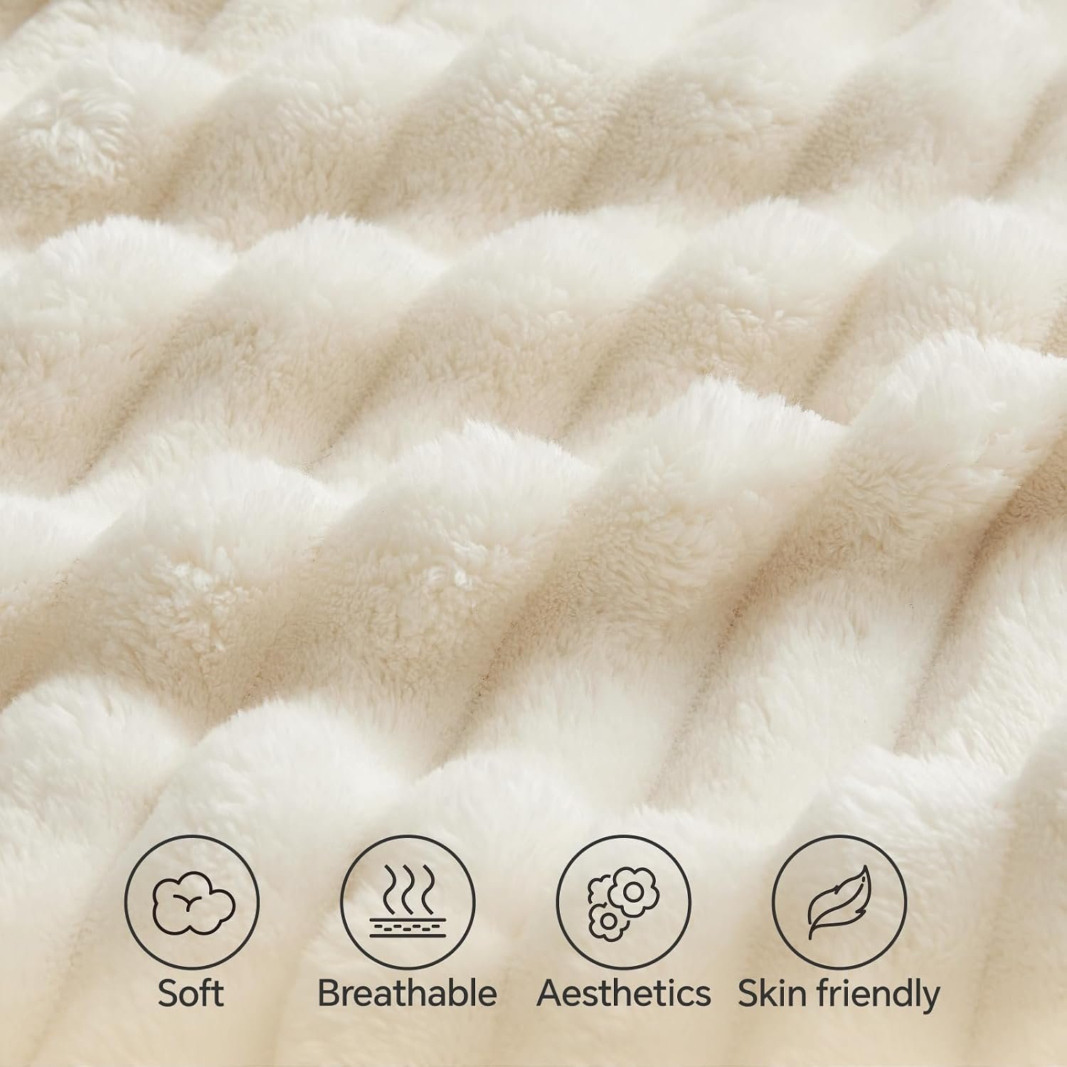 BEDELITE Fluffy Striped Body Pillow Cover with Zipper, Cream White, 20x54"