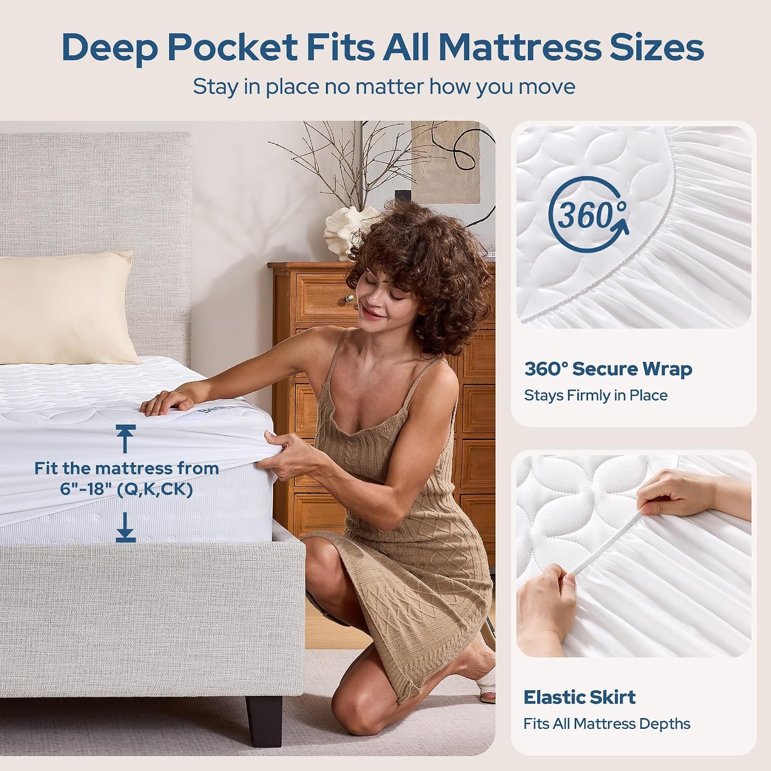 BEDLORE King Waterproof Mattress Protector, Soft & Breathable Mattress Pad