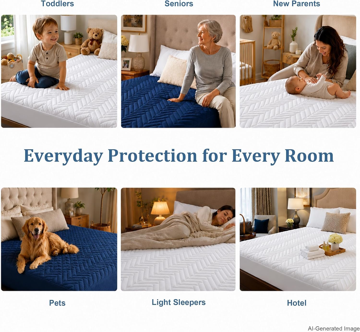 BEDSUM Waterproof King Mattress Protector, Extra Deep, Smoke Grey