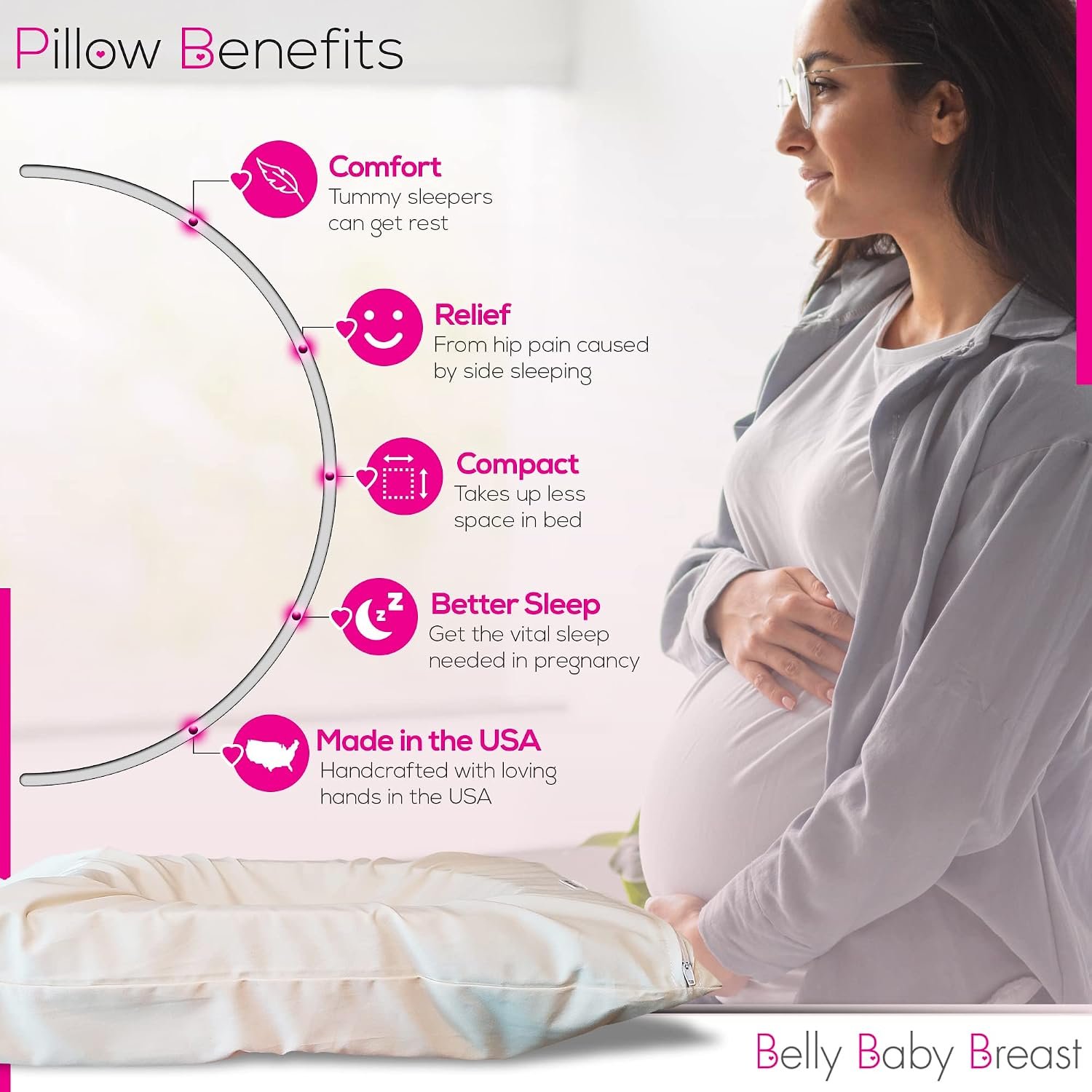 Belly Pillow, Pregnancy Pillow for Stomach Sleepers, USA