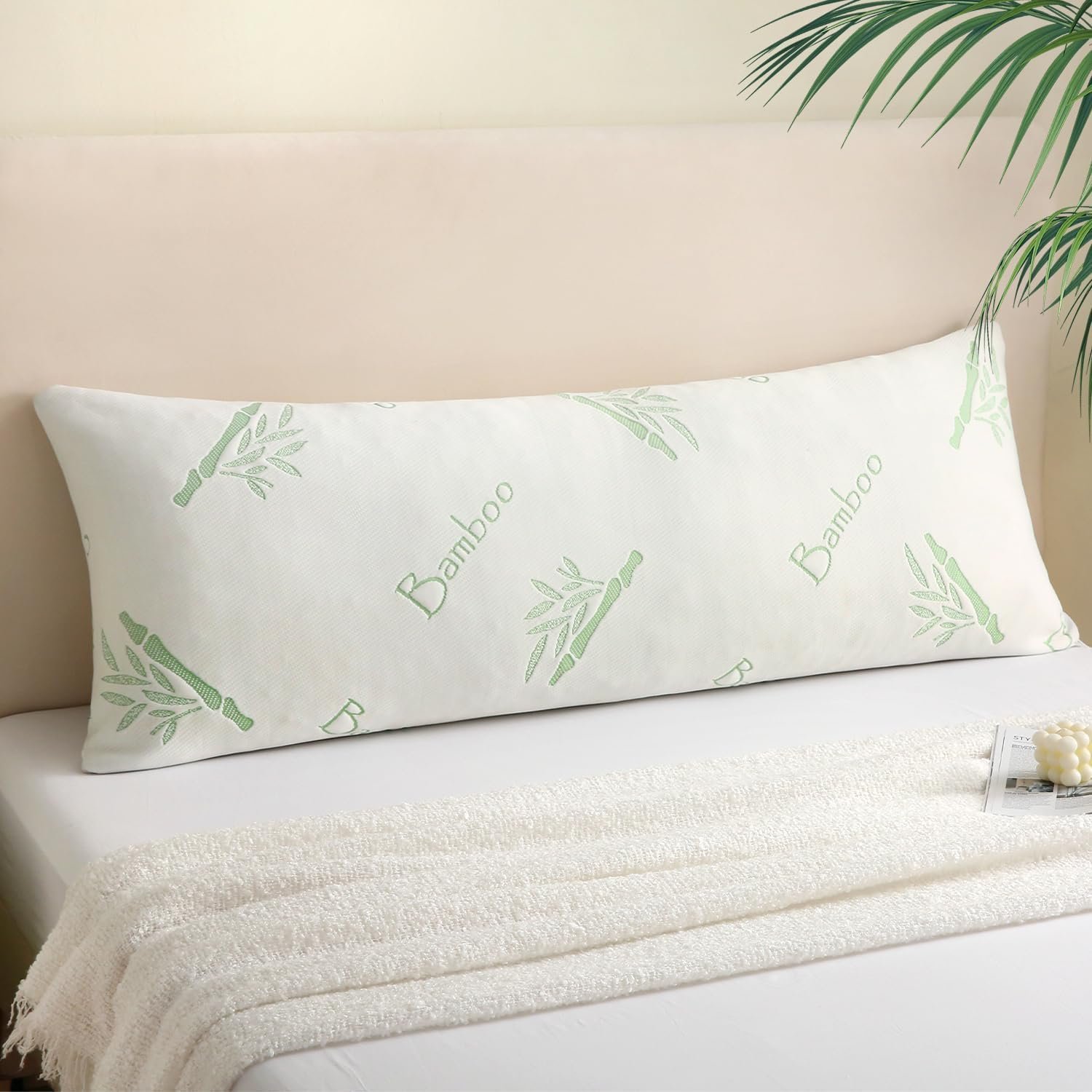 Body Pillow for Adults, Memory Foam Long Pillow for Side Sleeper, Fluffy and Firm Full Body Pillow with Removable