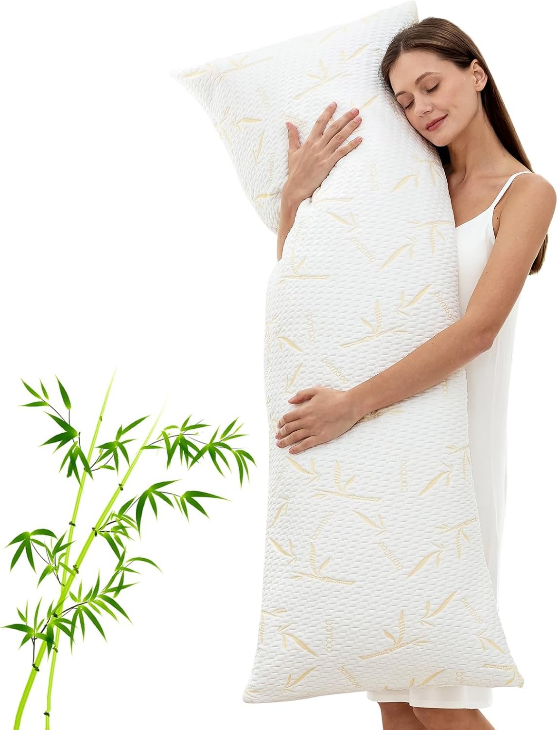 Body Pillow for Adults, Memory Foam Long Pillow for Side Sleeper, Fluffy and Firm Full Body Pillow with Removable