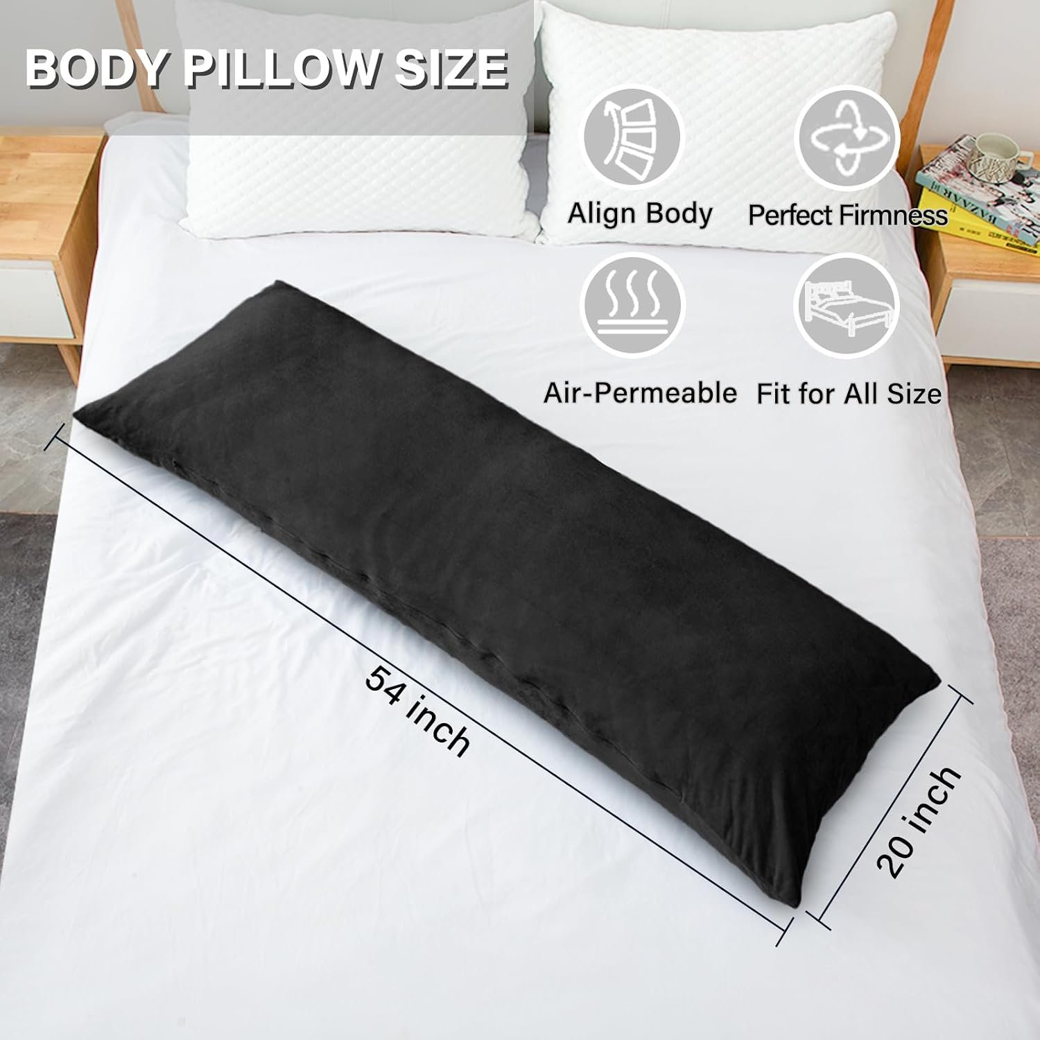 Body Pillow, Memory Foam Body Pillows for Adults Sleeping, Long Pillow for Bed, Big Large Firm Full Body Pillow for Side