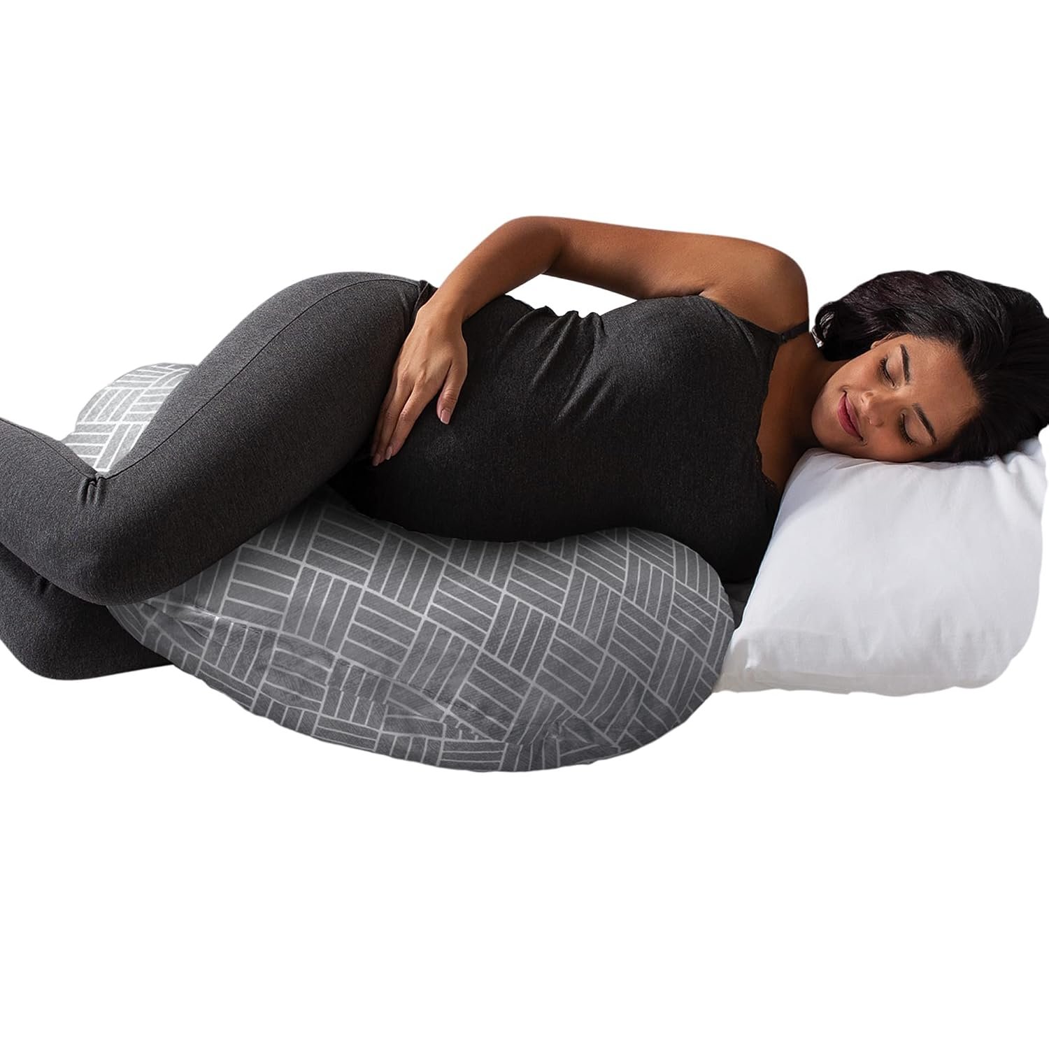 Boppy Cuddle Pregnancy Pillow, Organic Cotton Cover, Side Sleeper Support