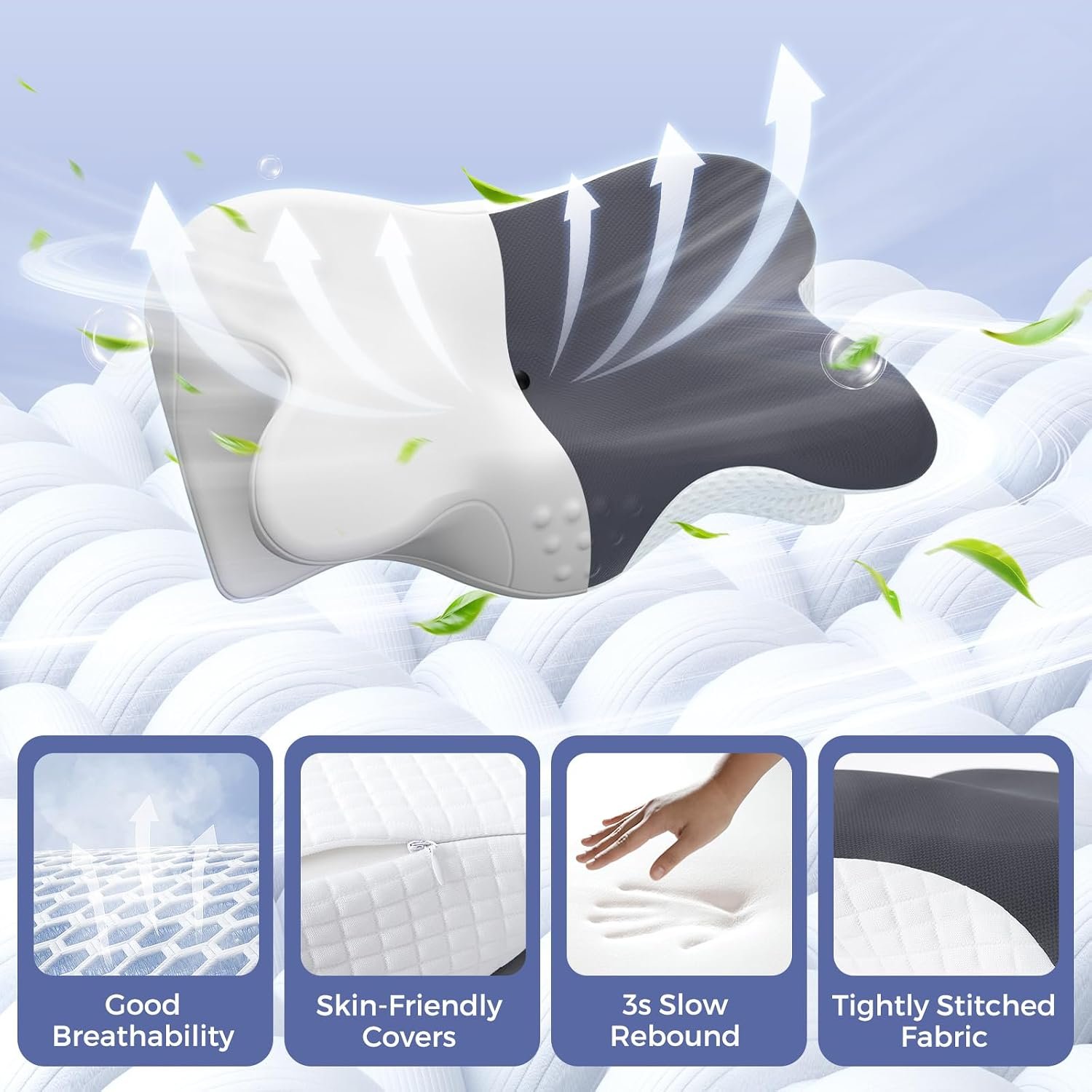 Cervical Neck Pillow for Neck Pain Relief,Memory Foam Neck Pillow for Sleeping,Orthopedic Neck Support Pillow for Back