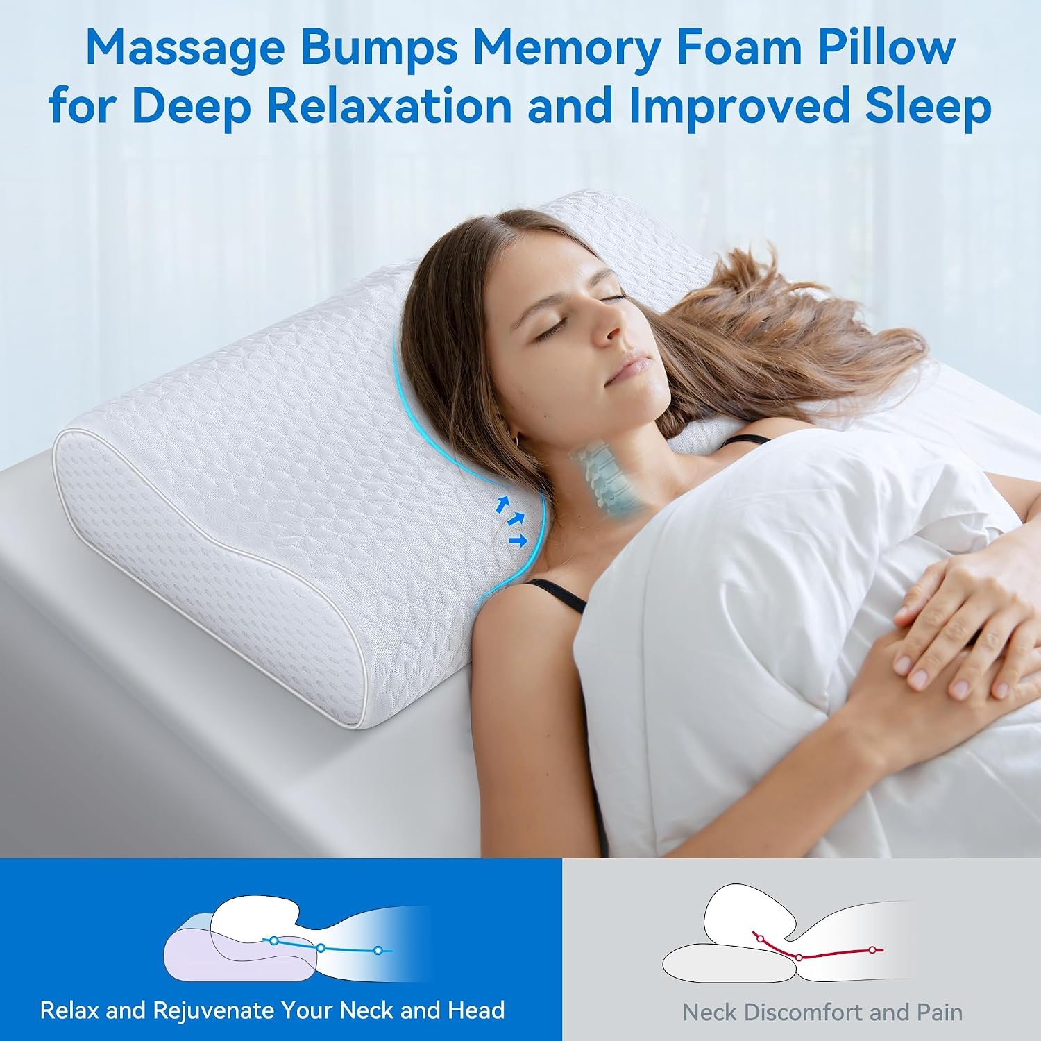 Cervical Neck Pillow for Pain Relief- Adjustable Queen Size Cooling Pillow for Sleeping, Memory Foam Pillows for Neck Shoulder, Ergonomic Contour Bed Pillow for Side, Stomach  Back Sleepers