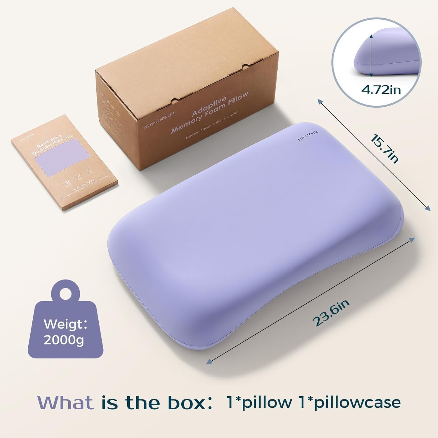 Cervical Neck Pillow for Sleeping, Pain Relief, Ergonomic Memory Foam Pillows for Side & Back Sleepers, Ice Silk Zipperless