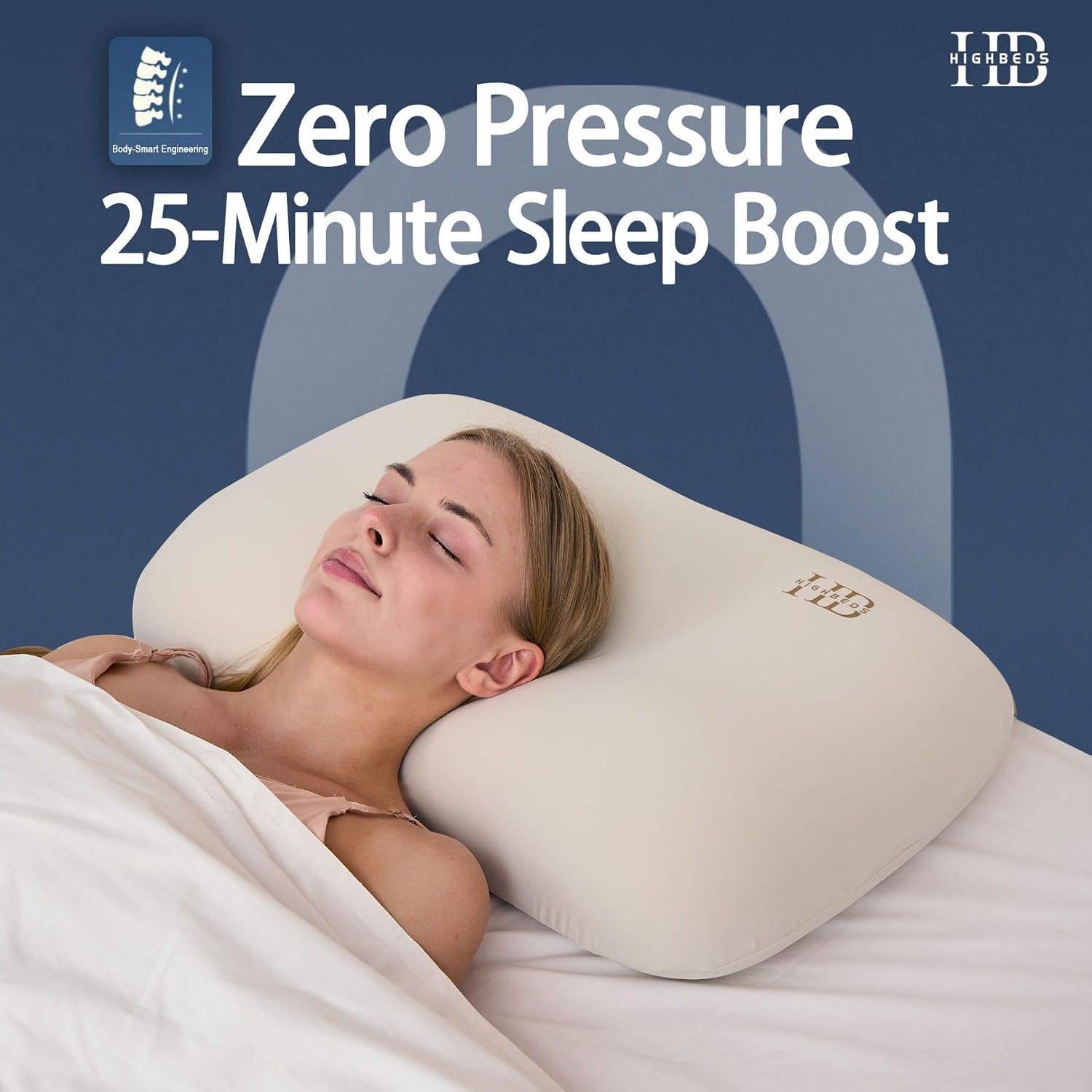 Cervical Neck Pillow - Side Sleeper Pillow for Neck Pain Relief, Soft Ergonomic Memory Foam Pillows Ice Silk Zipperless Pillowcase, Eco-Friendly and Durable Material (White)