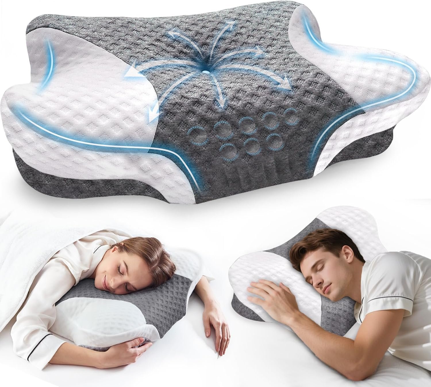 Cervical Neck Pillows with Memory Foam - Neck Pillows for Pain Relief Contour Memory Foam Pillows Ergonomic Neck Support - Adjustable Orthopedic Bed Pillows with Breathable Pillowcase for Sleeping Cervical Neck Pillows with Memory Foam - Neck Pillows for Pain Relief Contour Memory Foam Pillows Ergonomic Neck Support - Adjustable Orthopedic Bed Pillows with Breathable Pillowcase for Sleeping