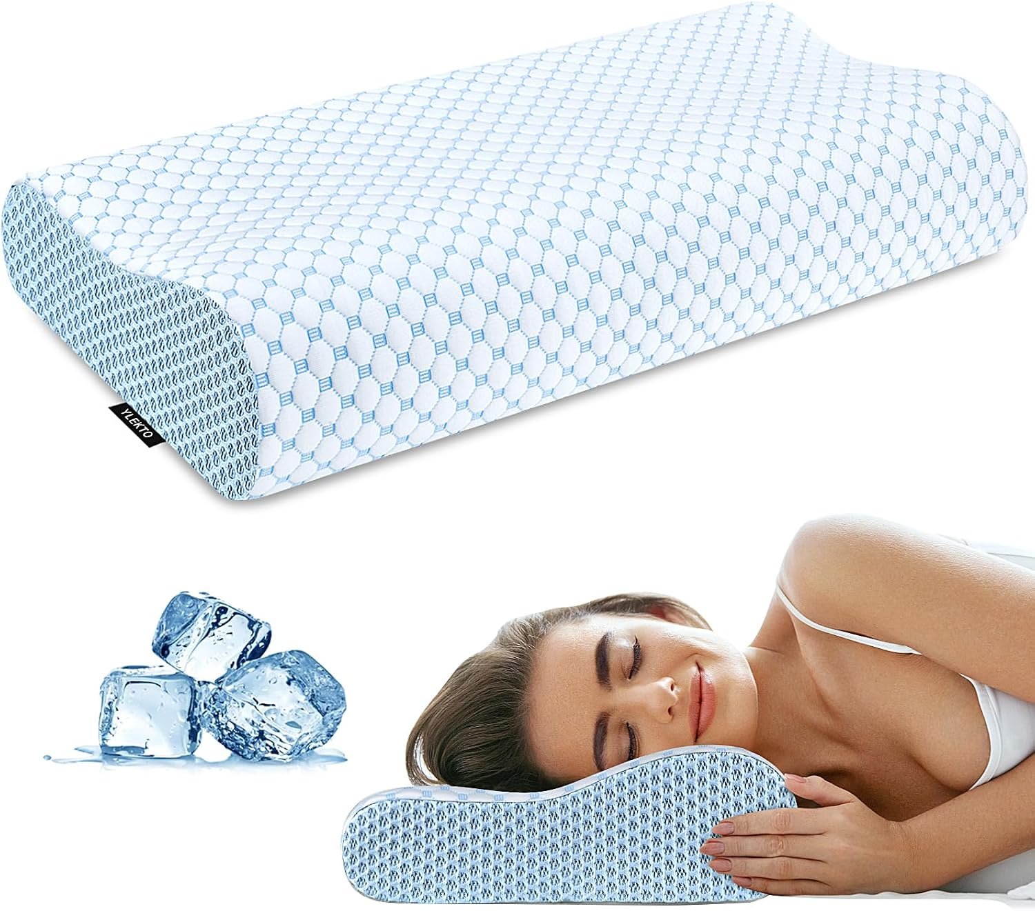 Cervical Pillow for Neck Pain Relief, Contour Memory Foam Pillows for Sleeping, Ergonomic Pillow Cooling Pillow Bed Pillow Neck Support for Side Back Stomach Sleepers (All Blue) Cervical Pillow for Neck Pain Relief, Contour Memory Foam Pillows for Sleeping, Ergonomic Pillow Cooling Pillow Bed Pillow Neck Support for Side Back Stomach Sleepers (All Blue)