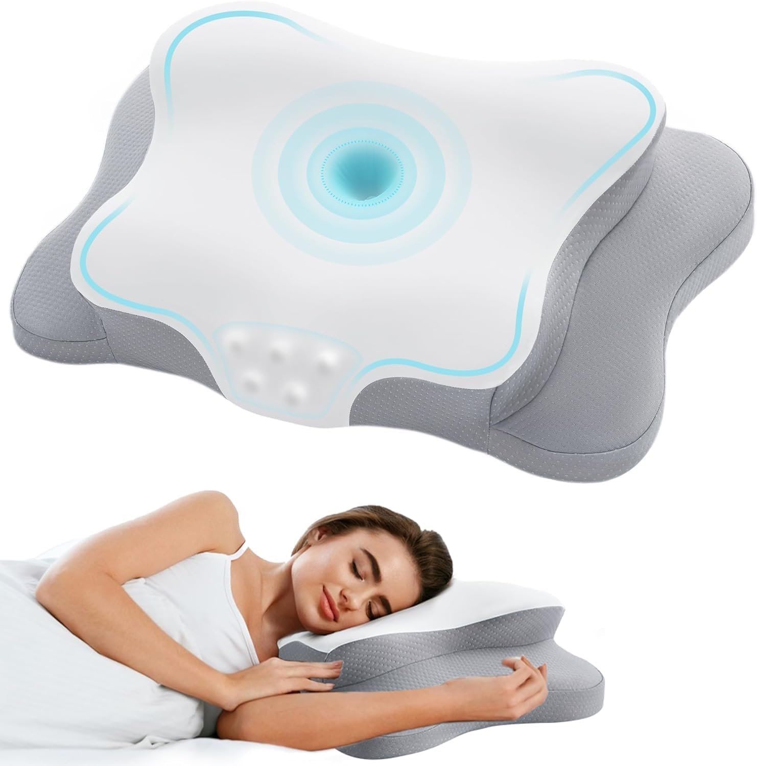 Cervical Pillow for Neck Pain Relief, Cooling Contour Memory Foam Pillows Support Odorless Ergonomic Neck Pillow Adjustable Orthopedic Bed Pillow for Side Back Stomach Sleeper with Pillowcase,Snow Cervical Pillow for Neck Pain Relief, Cooling Contour Memory Foam Pillows Support Odorless Ergonomic Neck Pillow Adjustable Orthopedic Bed Pillow for Side Back Stomach Sleeper with Pillowcase,Snow