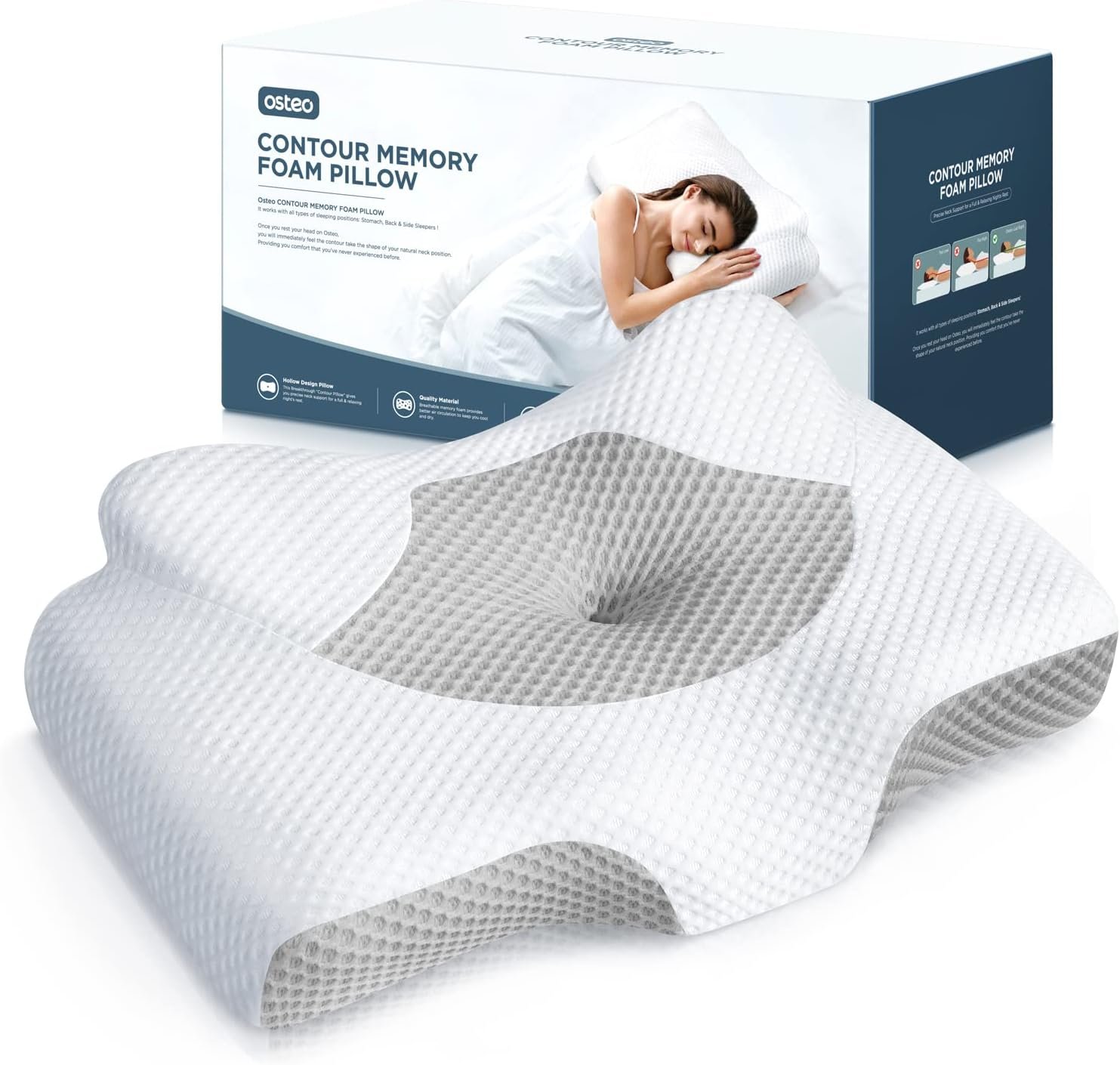 Cervical Pillow for Neck Pain Relief, Hollow Design Odorless Memory Foam Pillows with Cooling Case, Adjustable Orthopedic Bed Pillow for Sleeping, Support for Side Back Sleepers Cervical Pillow for Neck Pain Relief, Hollow Design Odorless Memory Foam Pillows with Cooling Case, Adjustable Orthopedic Bed Pillow for Sleeping, Support for Side Back Sleepers