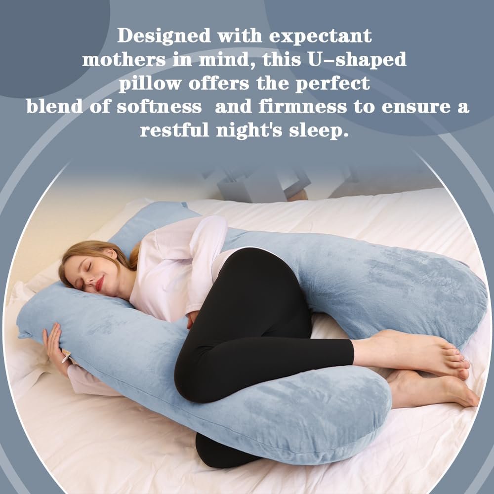 Chilling Home Pregnancy Pillows - U Shaped Maternity Pillow for Pregnant Women with Velvet Removable Cover - inch