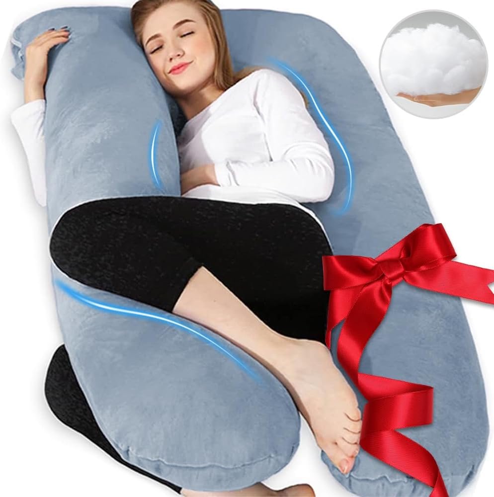 Chilling Home Pregnancy Pillows - U Shaped Maternity Pillow for Pregnant Women with Velvet Removable Cover - inch