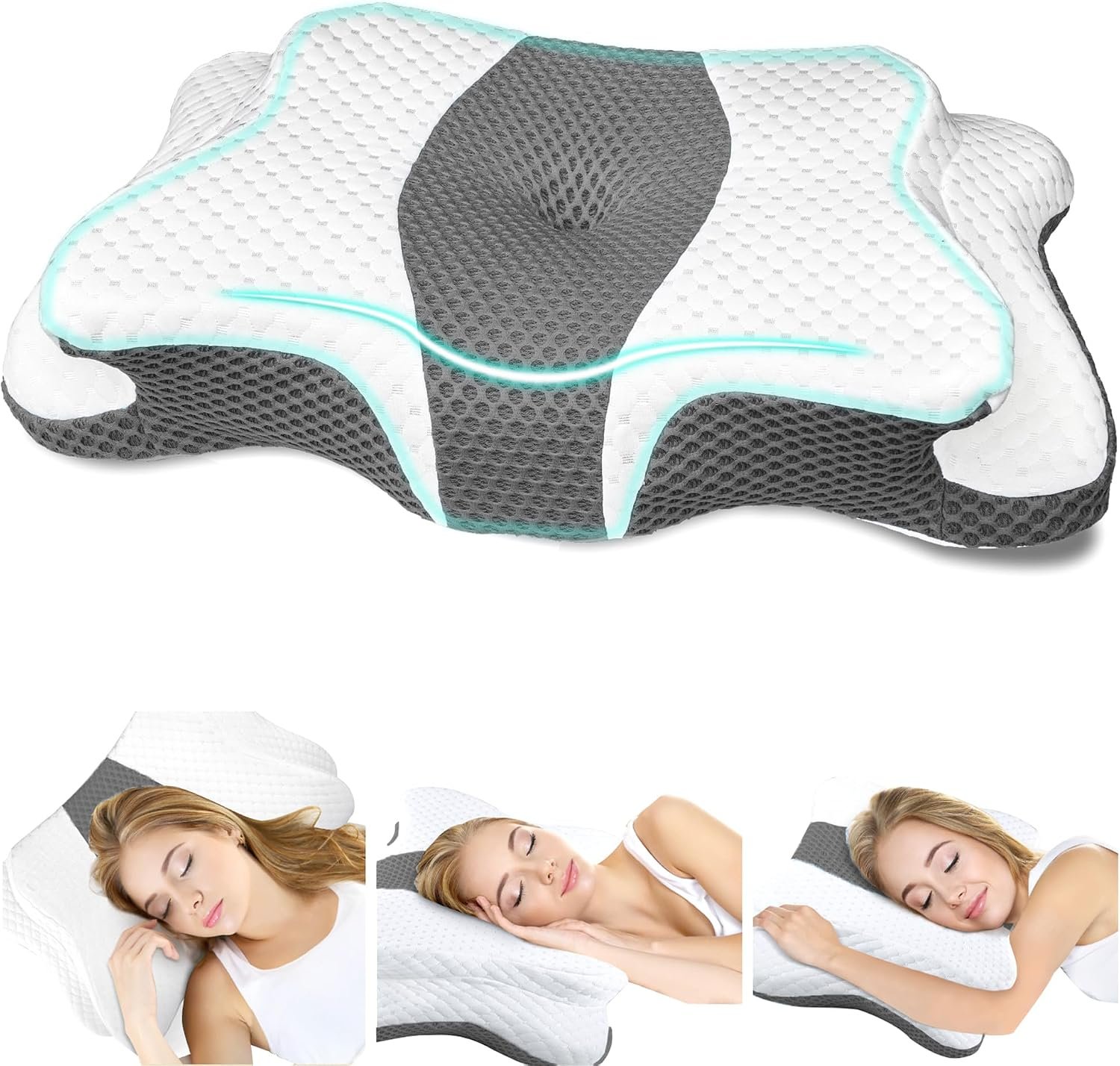 CHxxy Memory Foam Pillows, Cervical Pillow for Neck  Shoulder Pain Relief