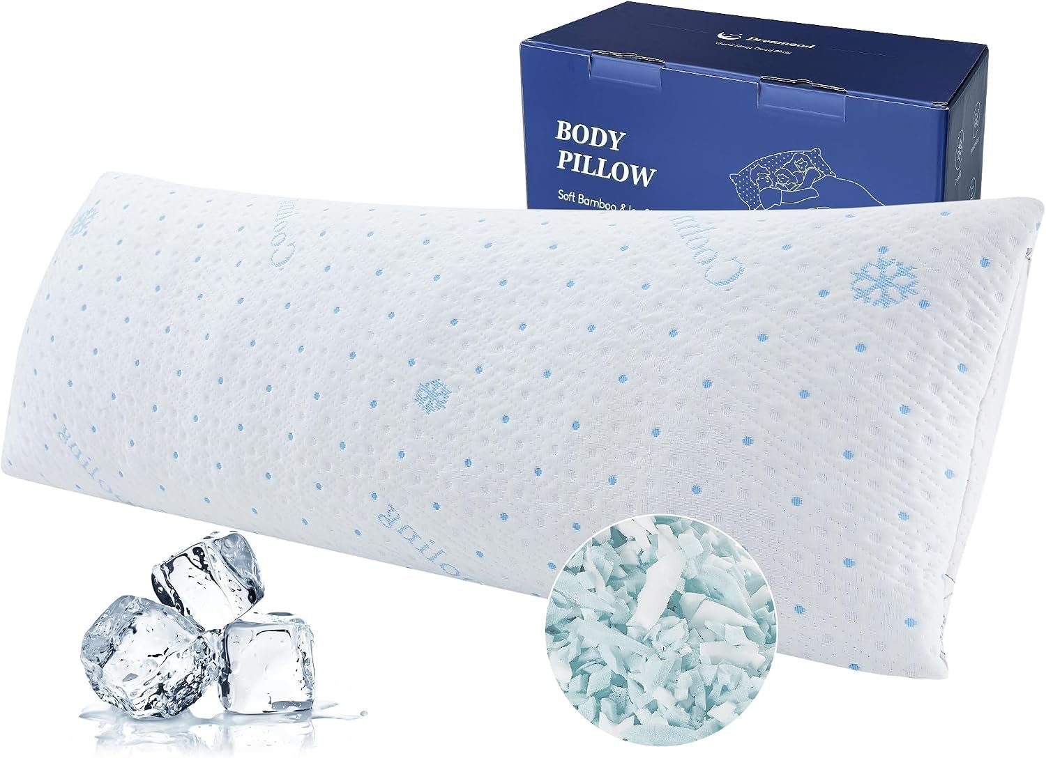 Cooling Body Pillow Shredded Memory Foam with Pillowcase for Adult