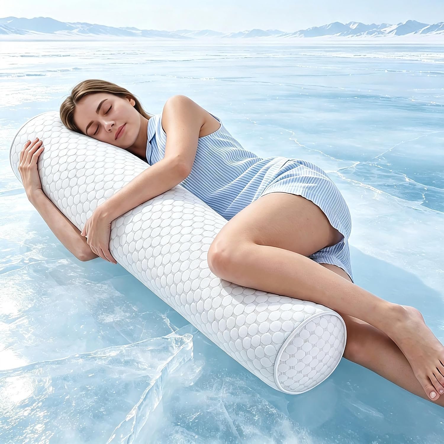 Cooling Bolster Body Pillow for Side Sleepers, Long Pillow for Bed