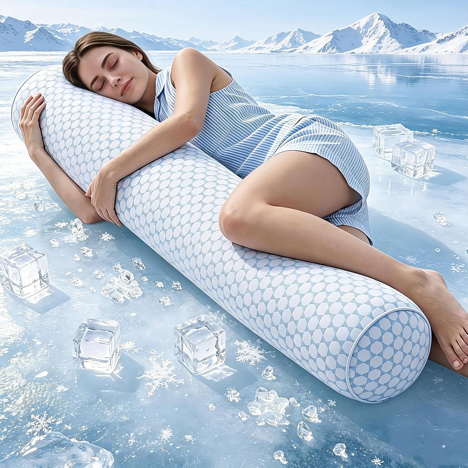 Cooling Bolster Body Pillow for Side Sleepers, Long Pillow for Bed