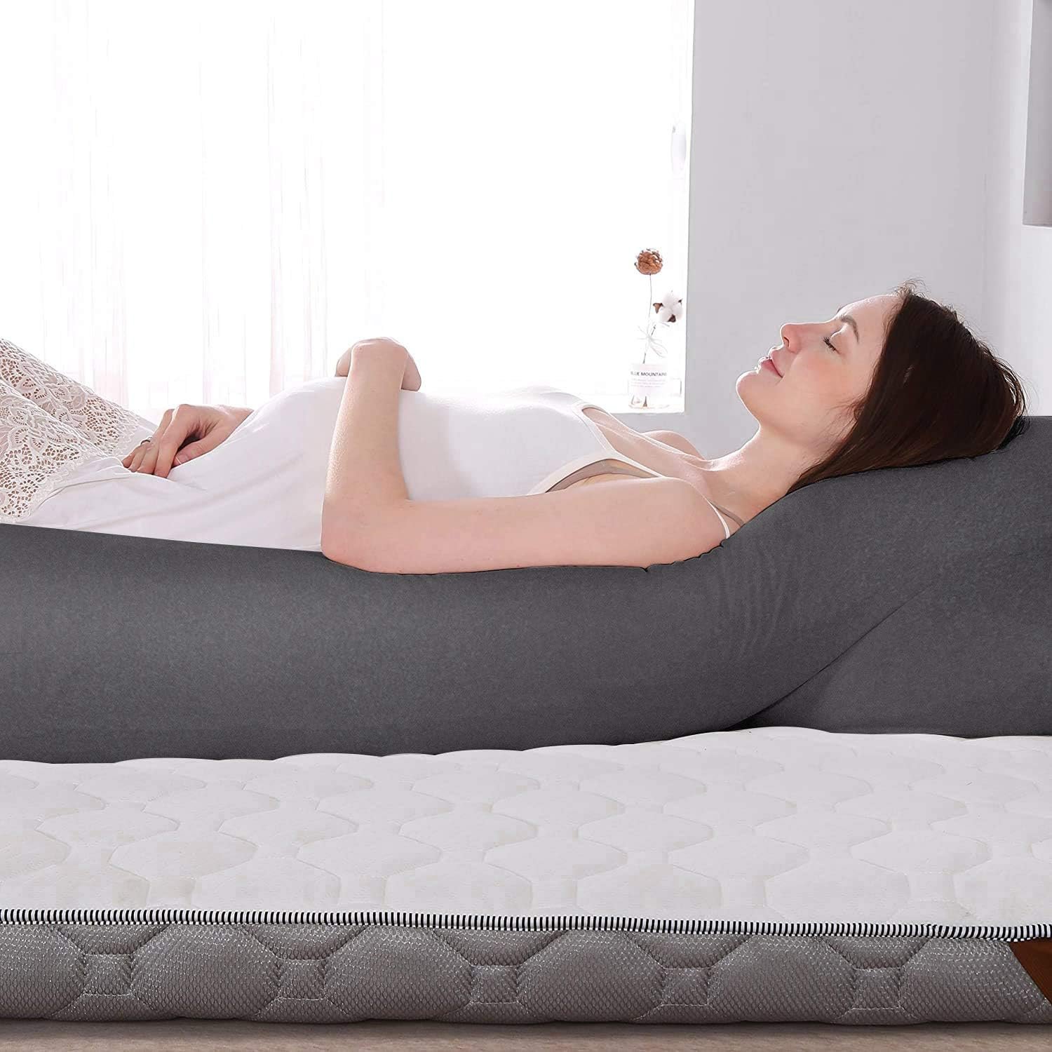 COSMOPLUS ππ«ππ π§ππ§ππ² ππ’π₯π₯π¨π° ππ¨π―ππ« U Shaped Full Body Pillow Case ππ¨π―ππ« for Maternity,Stretchy Cool Breathable Jersey Fabric