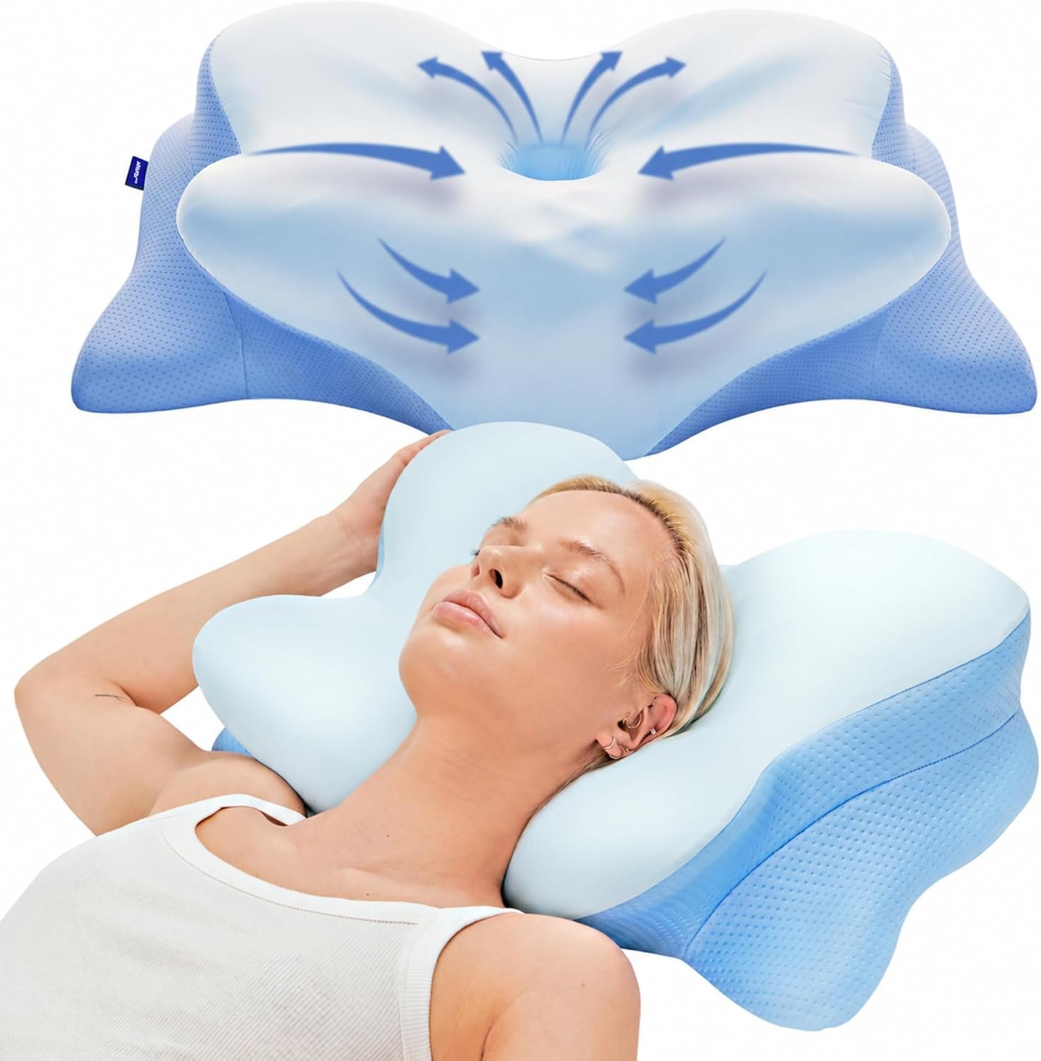 Derila Ergo Cervical Neck Pillow for Sleeping Pillow Contour Memory Foam Pillows for Back, Side Sleeper Pillows 21.25 x 14.17 x 4.72 inches Derila Ergo Cervical Neck Pillow for Sleeping Pillow Contour Memory Foam Pillows for Back, Side Sleeper Pillows 21.25 x 14.17 x 4.72 inches