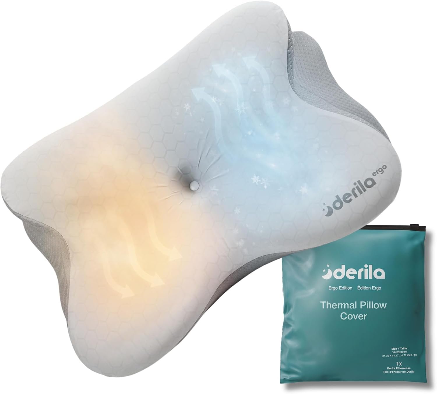 Derila Ergo Cervical Neck Pillow for Sleeping Pillow Contour Memory Foam Pillows for Back, Side Sleeper Pillows 21.25 x 14.17 x 4.72 inches Derila Ergo Cervical Neck Pillow for Sleeping Pillow Contour Memory Foam Pillows for Back, Side Sleeper Pillows 21.25 x 14.17 x 4.72 inches