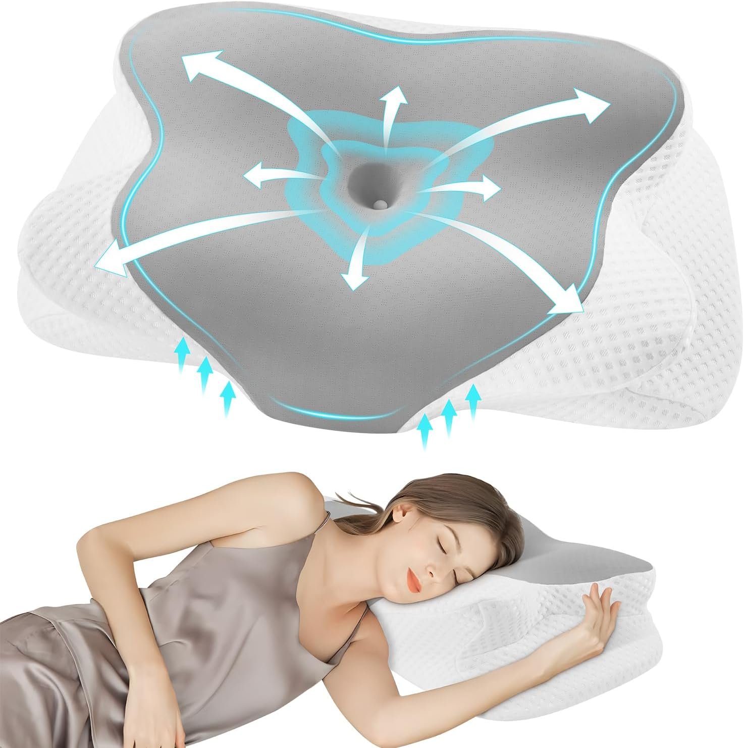 DONAMA Cervical Pillow for Neck and Shoulder Pain Relief, Cooling Contour Memory Foam Pillow, Dual-Height Ergonomic Neck Support Pillow for Side Back Stomach Sleepers with Removable Pillowcase DONAMA Cervical Pillow for Neck and Shoulder Pain Relief, Cooling Contour Memory Foam Pillow, Dual-Height Ergonomic Neck Support Pillow for Side Back Stomach Sleepers with Removable Pillowcase