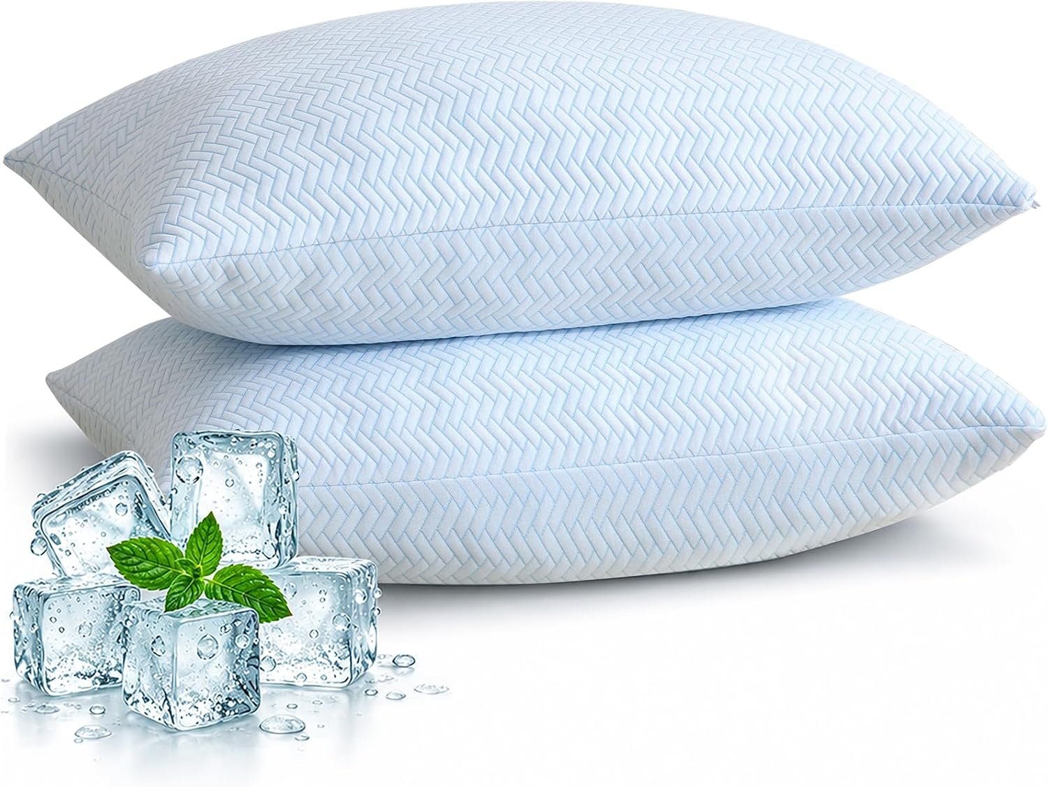 DOWNCOOL Cooling Pillows Queen Size Set of 2, Memory Foam Bed Pillows