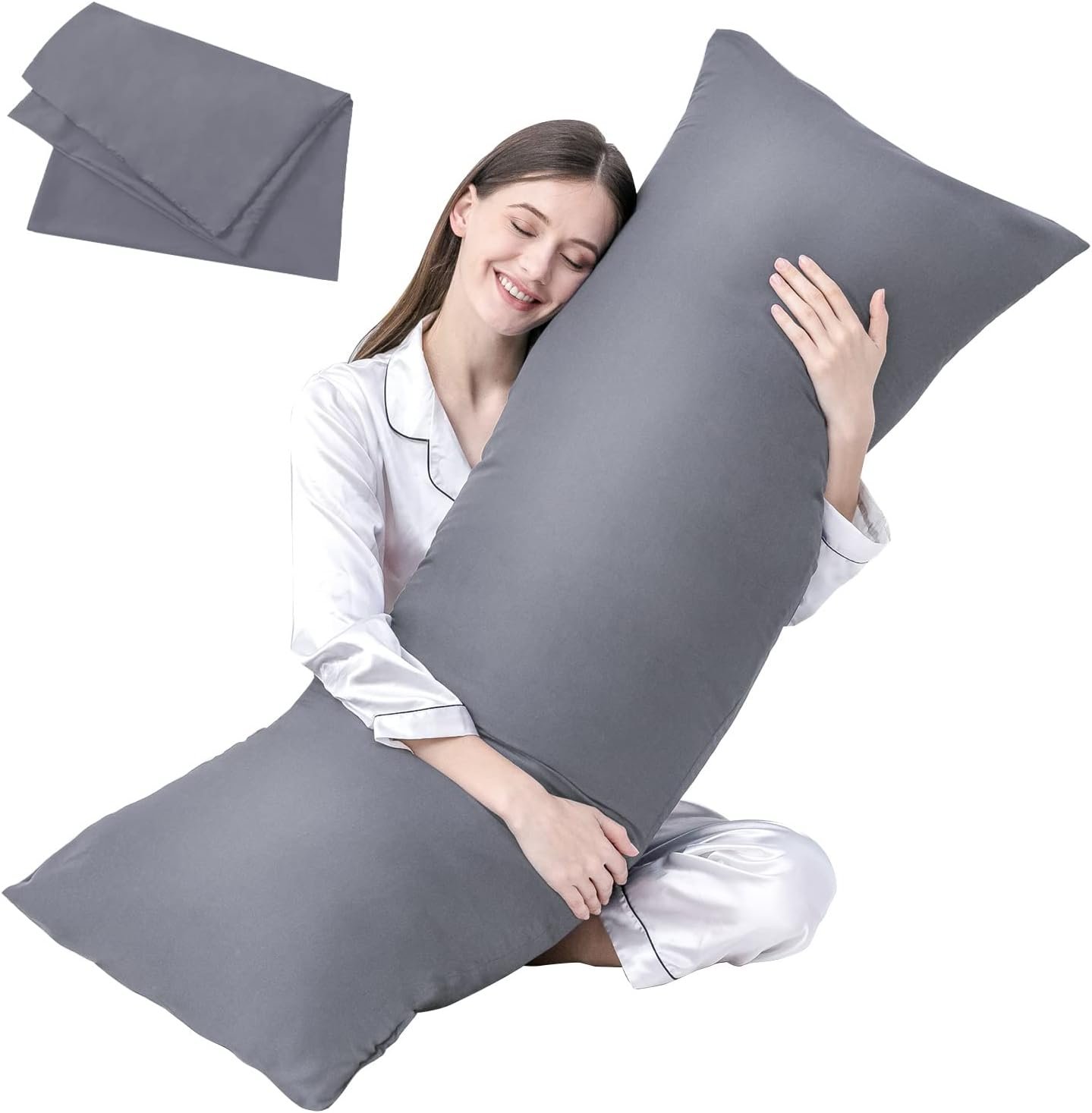 DOWNCOOL Luxury Full Body Pillow Insert with Fiber Cover - Ultra Soft Body Pillow for Sleeping - Breathable Long Bed Pillow