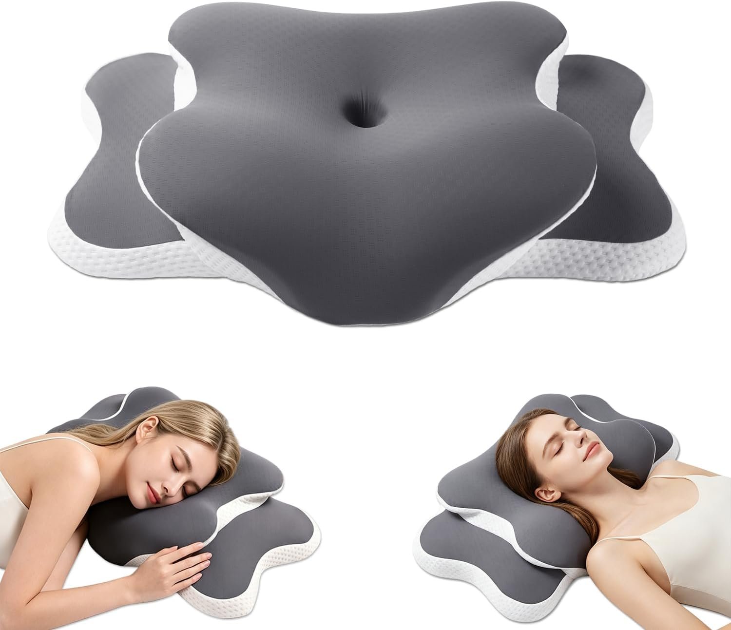 Ergo Pillow for Sleep Apnea, Neck Pain, and Snoring Relief | Cervical Neck Pillow for Neck Pain Relief Side Sleeper | Orthopedic Memory Foam with Ergonomic Neck Support, Gray, Standard Ergo Pillow for Sleep Apnea, Neck Pain, and Snoring Relief | Cervical Neck Pillow for Neck Pain Relief Side Sleeper | Orthopedic Memory Foam with Ergonomic Neck Support, Gray, Standard