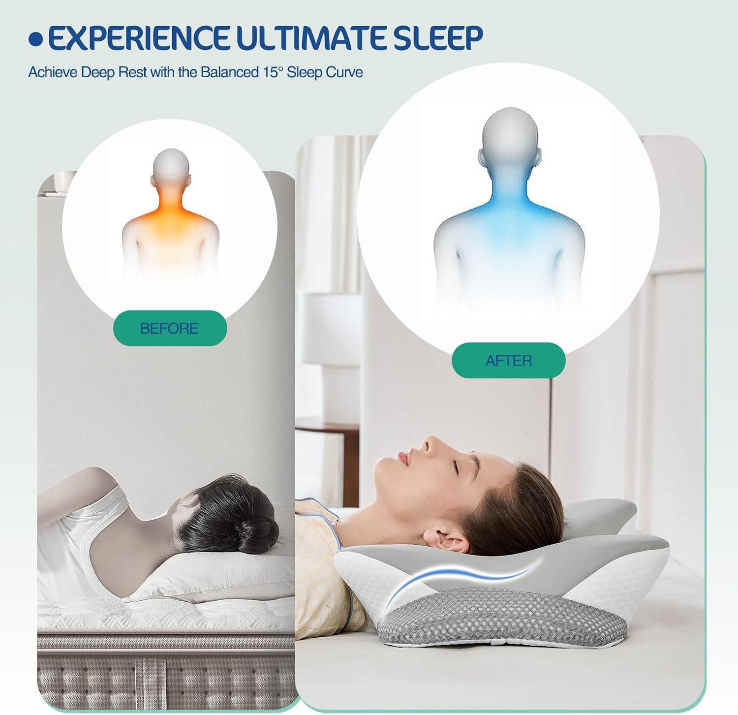 Ergonomic Memory Foam Cervical Pillow for Neck and Shoulder Pain