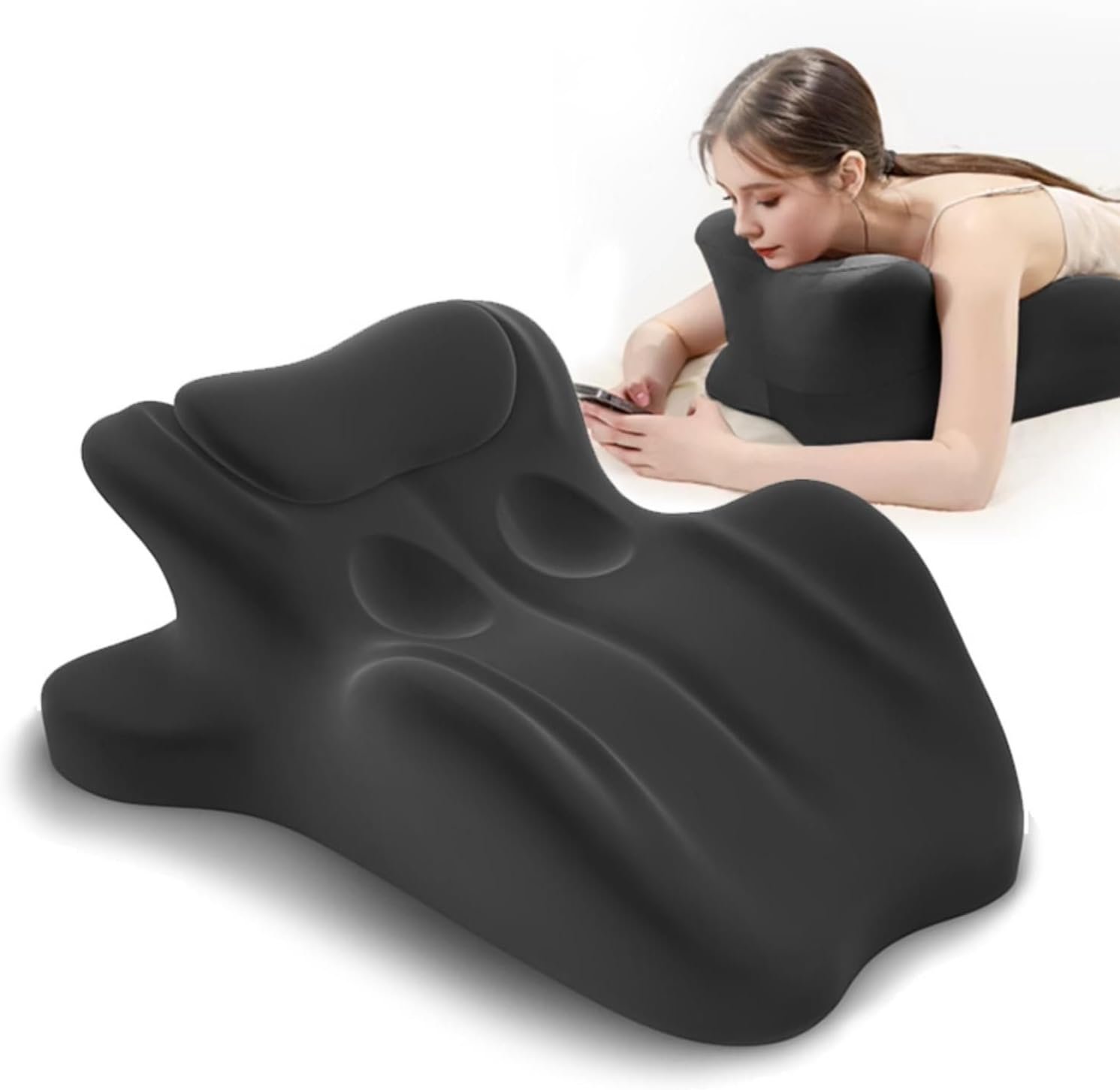 Ergonomic Memory Foam Wedge Pillow, Degree Bed Wedge, Black