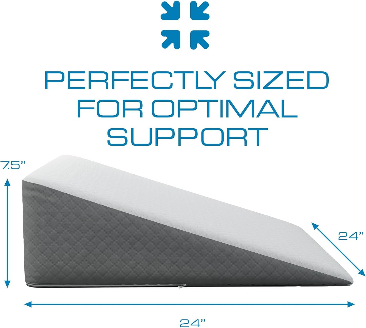 Kolbs Bed Wedge Pillow for Sleep Apnea, FSA Eligible Acid Reflux, and Back Pain Relief, with Chic Jacquard Cover - Headboard Wedges for Sleeping (Standard Width 7.5 Height)