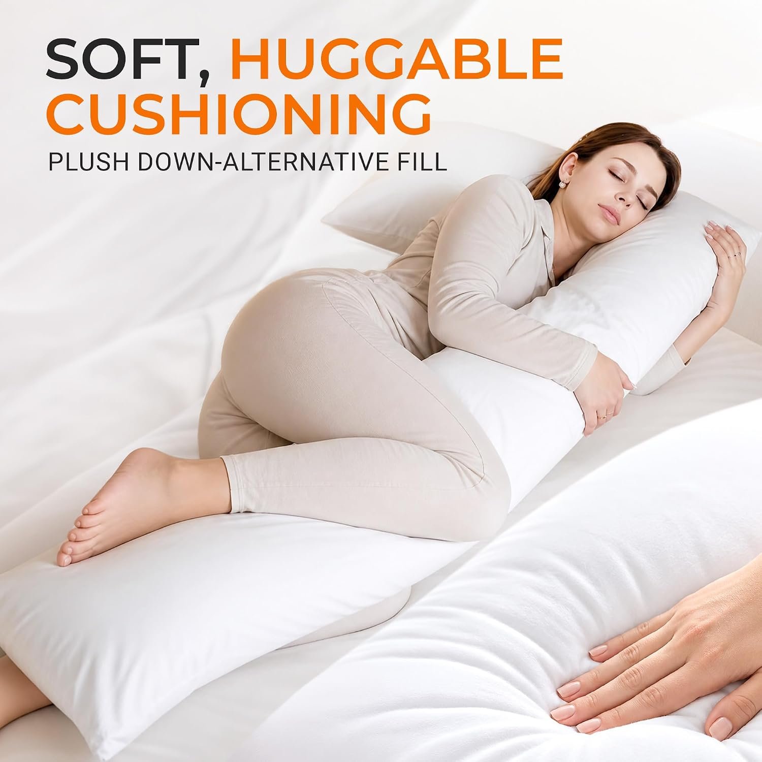L Shaped Pillow for Side Sleepers, Pregnancy Pillow Body Pillow Knee Pillow