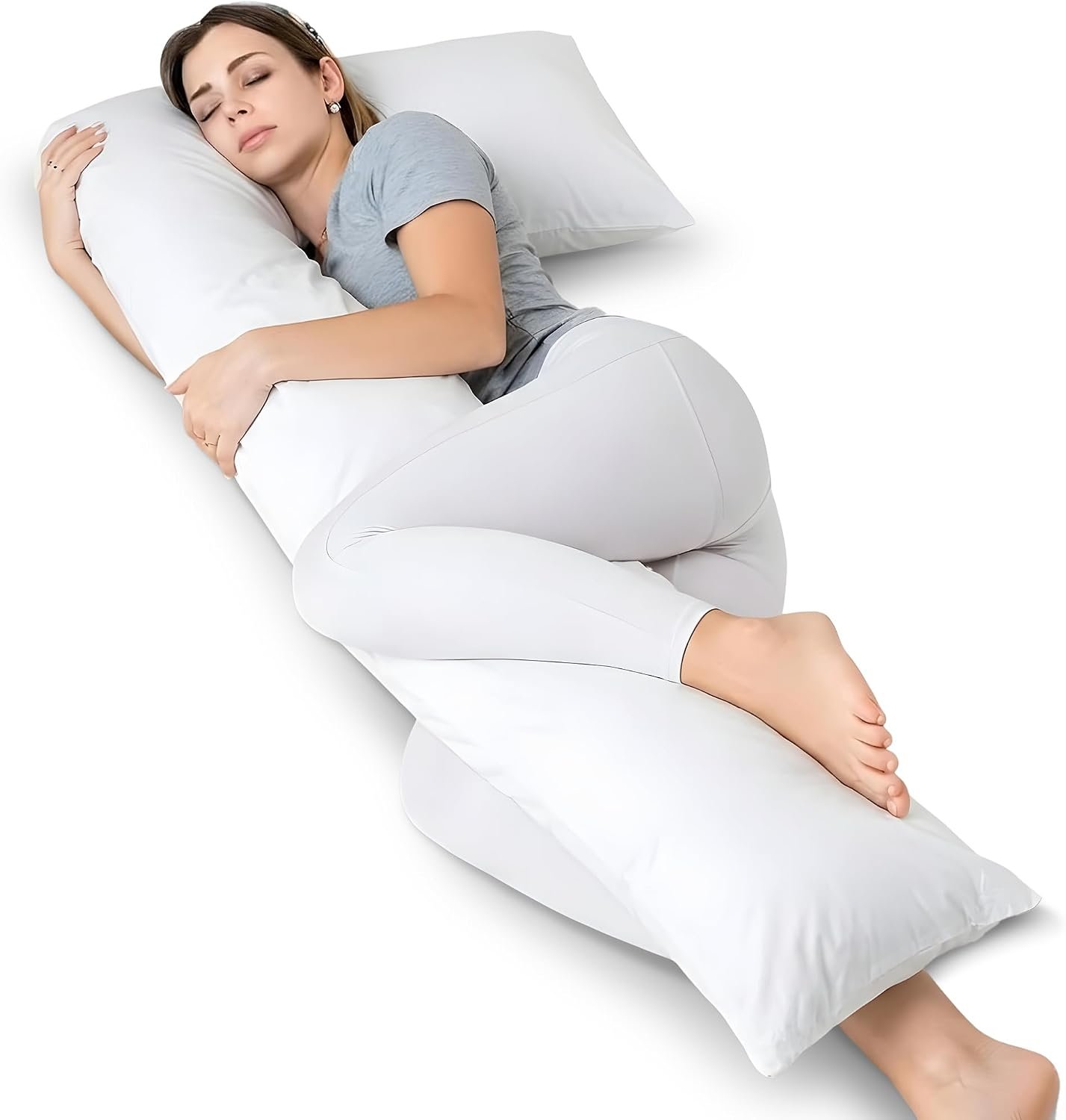 L Shaped Pillow for Side Sleepers, Pregnancy Pillow Body Pillow Knee Pillow