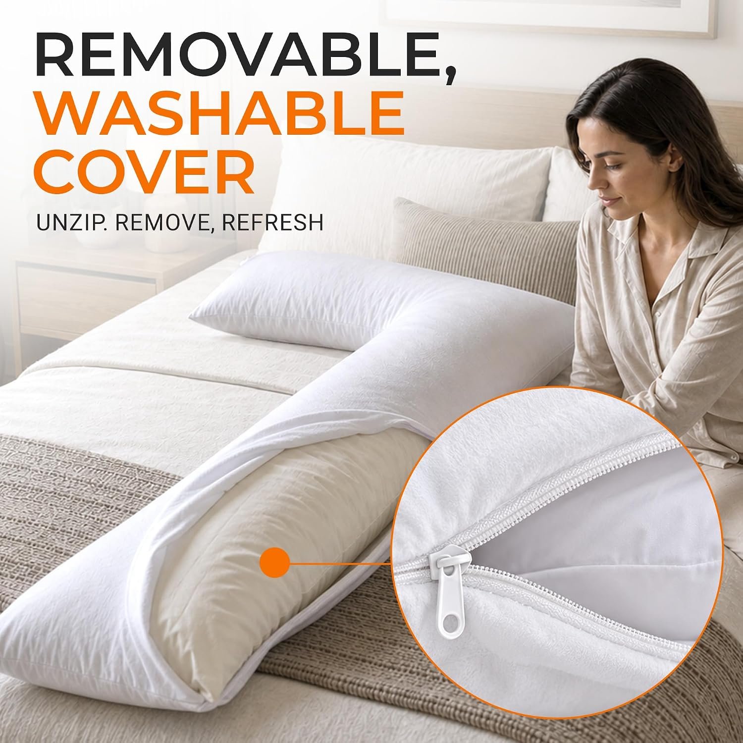 L Shaped Pillow for Side Sleepers, Pregnancy Pillow Body Pillow Knee Pillow