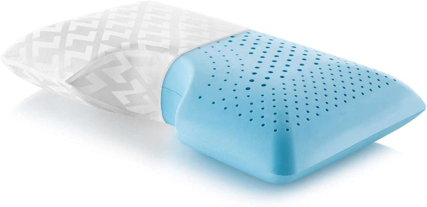 MALOUF Z Shoulder Zoned Dough Memory Foam Pillow - Gel Infused - Premium Tencel Cover - Year U.S. Warranty - Mid Loft - King, Blue