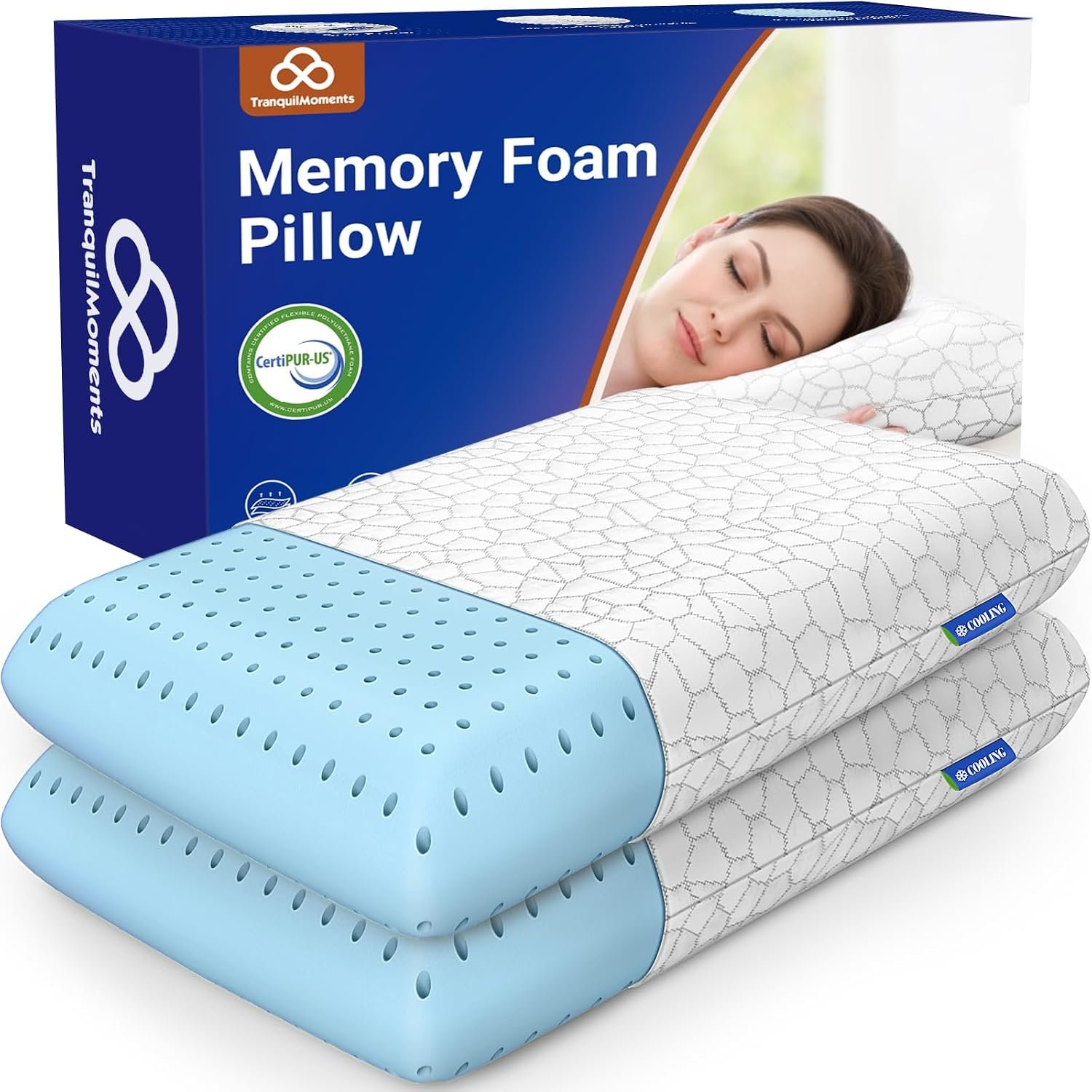Memory Foam Pillows, Bed Pillow for Side,Back and Stomach Sleepers,Neck Pillow for Sleeping with Removable and Machine