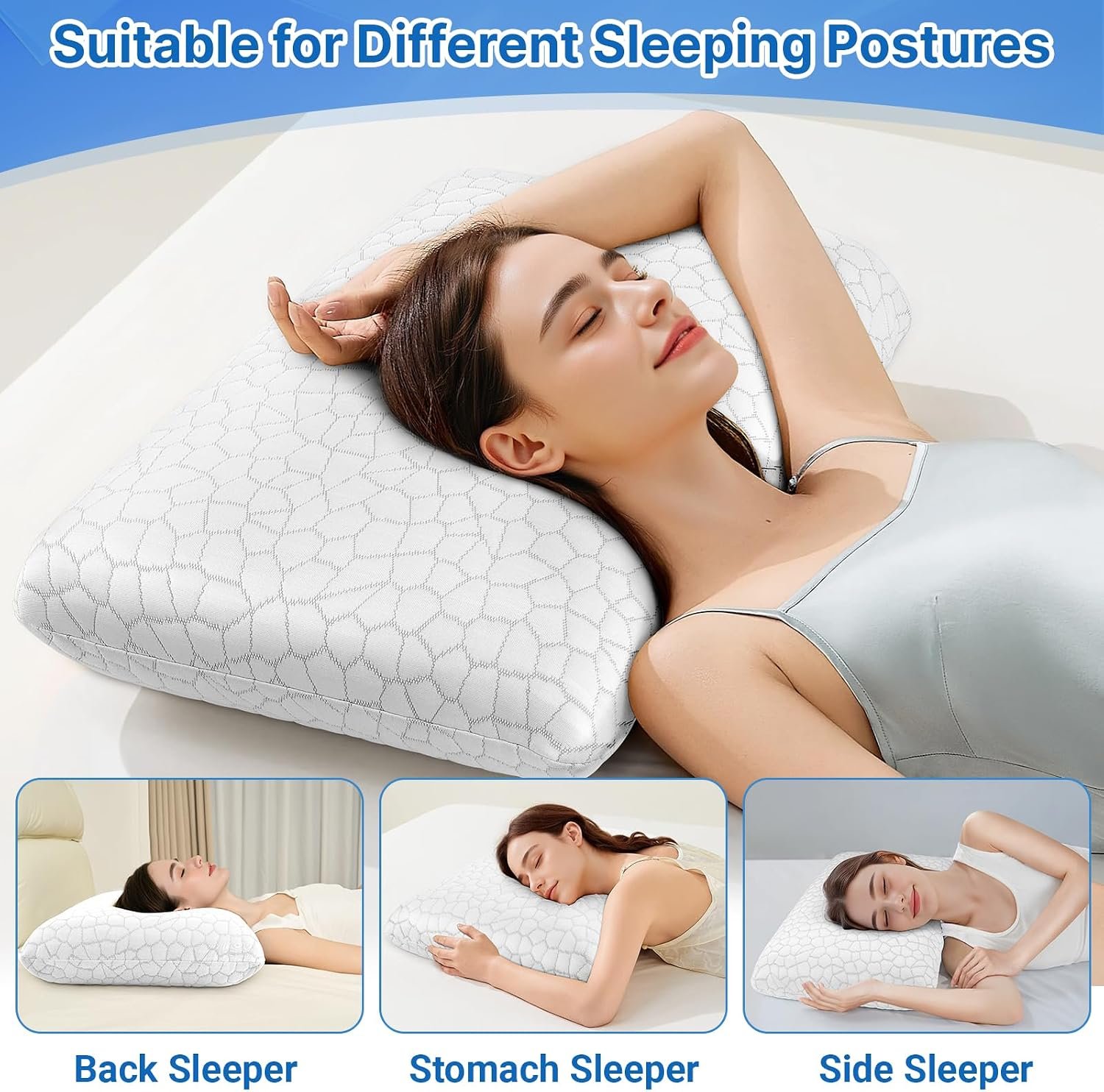 Memory Foam Pillows, Bed Pillow for Side,Back and Stomach Sleepers,Neck Pillow for Sleeping with Removable and Machine