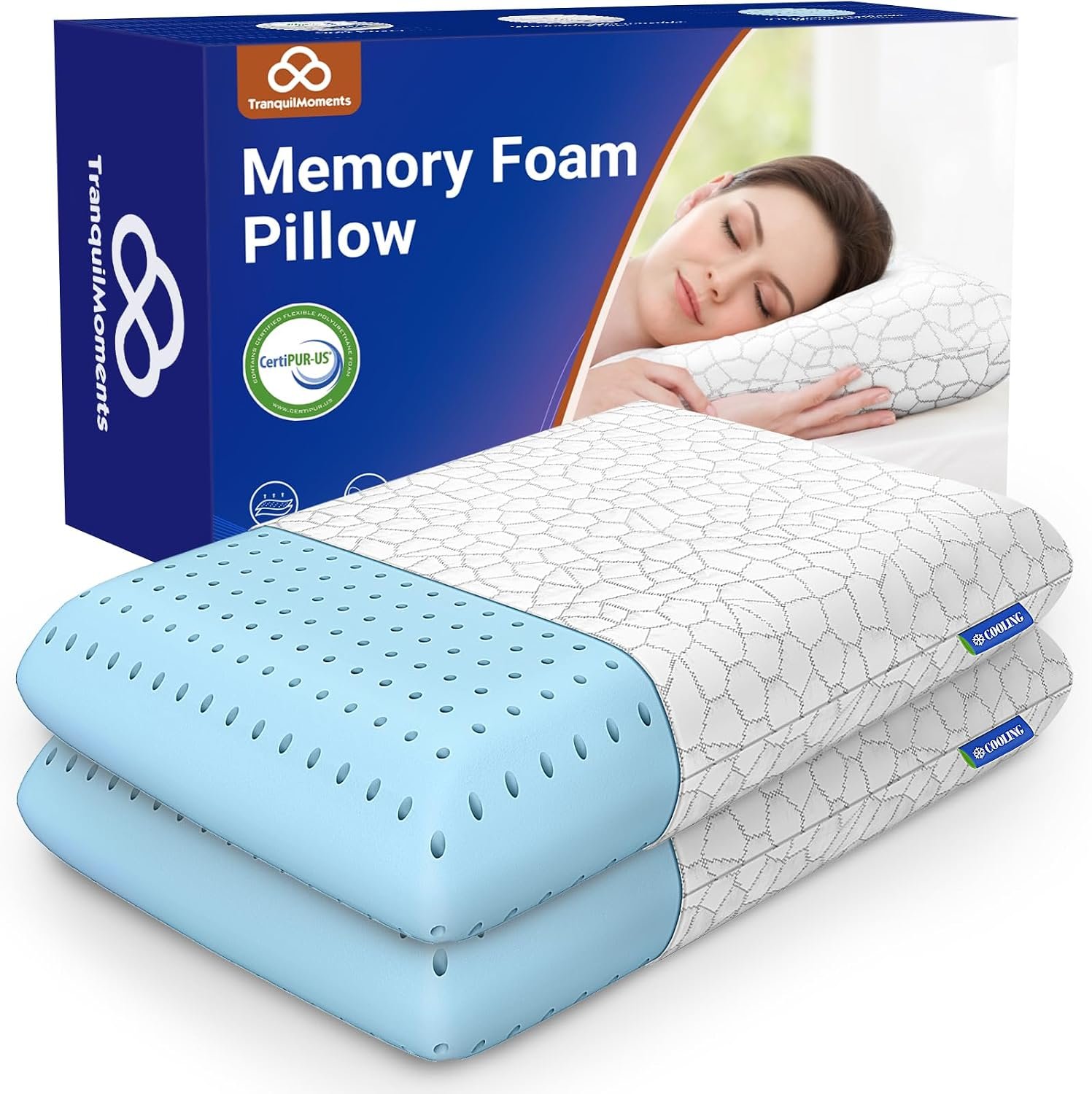 Memory Foam Pillows, Bed Pillow for Side,Back and Stomach Sleepers,Neck Pillow for Sleeping with Removable and Machine