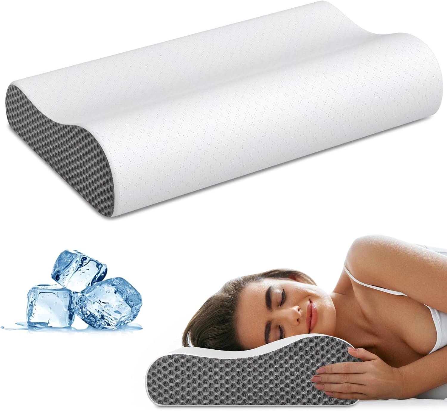 Memory Foam Pillows, Neck Pillow Bed Pillow for Sleeping, Ergonomic Cervical Pillow Neck Support Pillow for Side Back Stomach Sleepers, Orthopedic Contour Pillow for Neck and Shoulder Pain