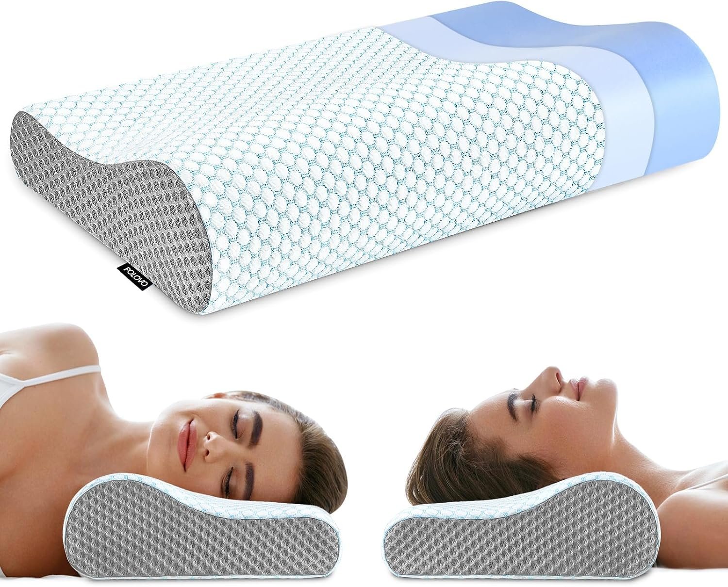 Memory Foam Pillows Neck Pillow Bed Pillow for Sleeping, Ergonomic Cervical Pillow for Neck and Shoulder Pain Relief,Orthopedic Contour Pillow for Side Back Stomach Sleeper(BlueGrey) Memory Foam Pillows Neck Pillow Bed Pillow for Sleeping, Ergonomic Cervical Pillow for Neck and Shoulder Pain Relief,Orthopedic Contour Pillow for Side Back Stomach Sleeper(BlueGrey)