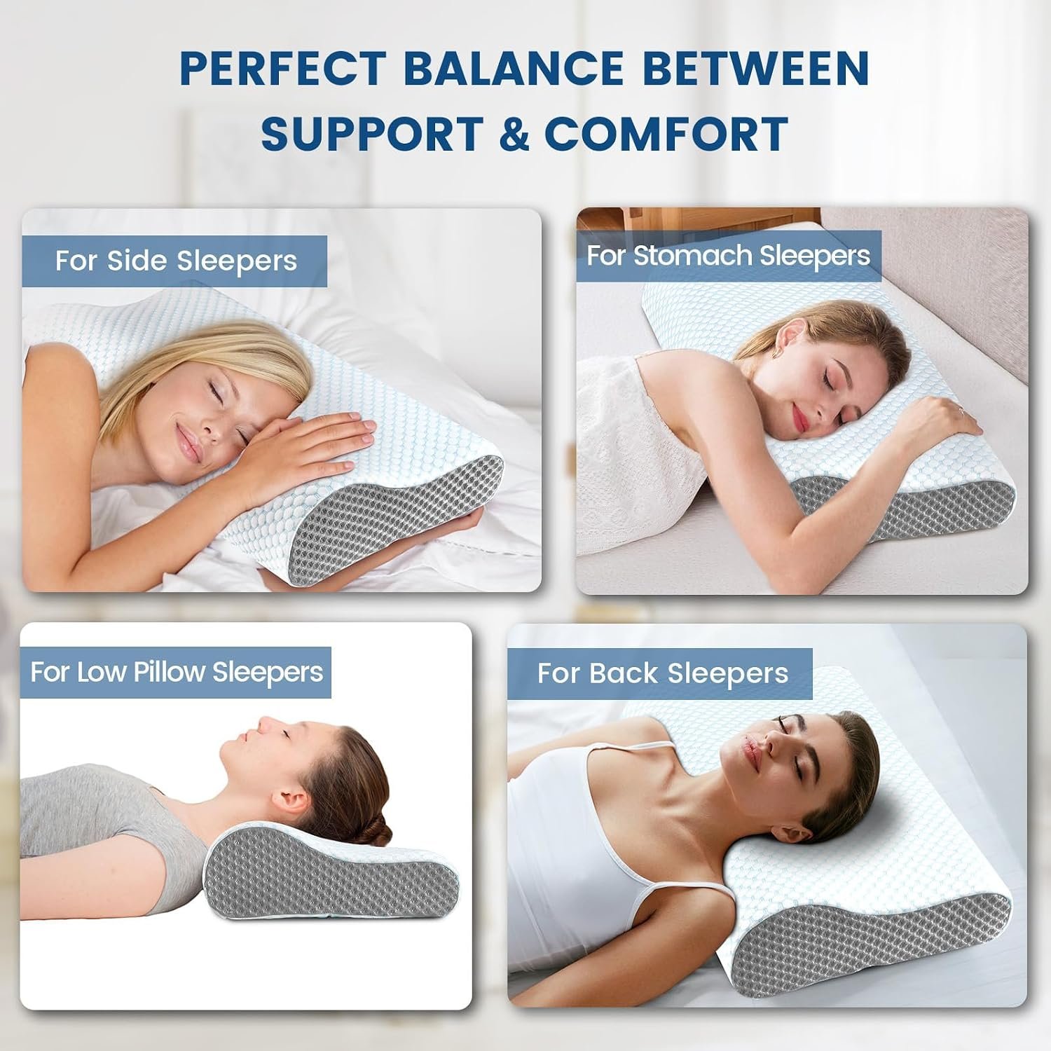 Memory Foam Pillows Neck Pillow Bed Pillow for Sleeping, Ergonomic Cervical Pillow for Neck and Shoulder Pain Relief,Orthopedic Contour Pillow for Side Back Stomach Sleeper(BlueGrey) Memory Foam Pillows Neck Pillow Bed Pillow for Sleeping, Ergonomic Cervical Pillow for Neck and Shoulder Pain Relief,Orthopedic Contour Pillow for Side Back Stomach Sleeper(BlueGrey)