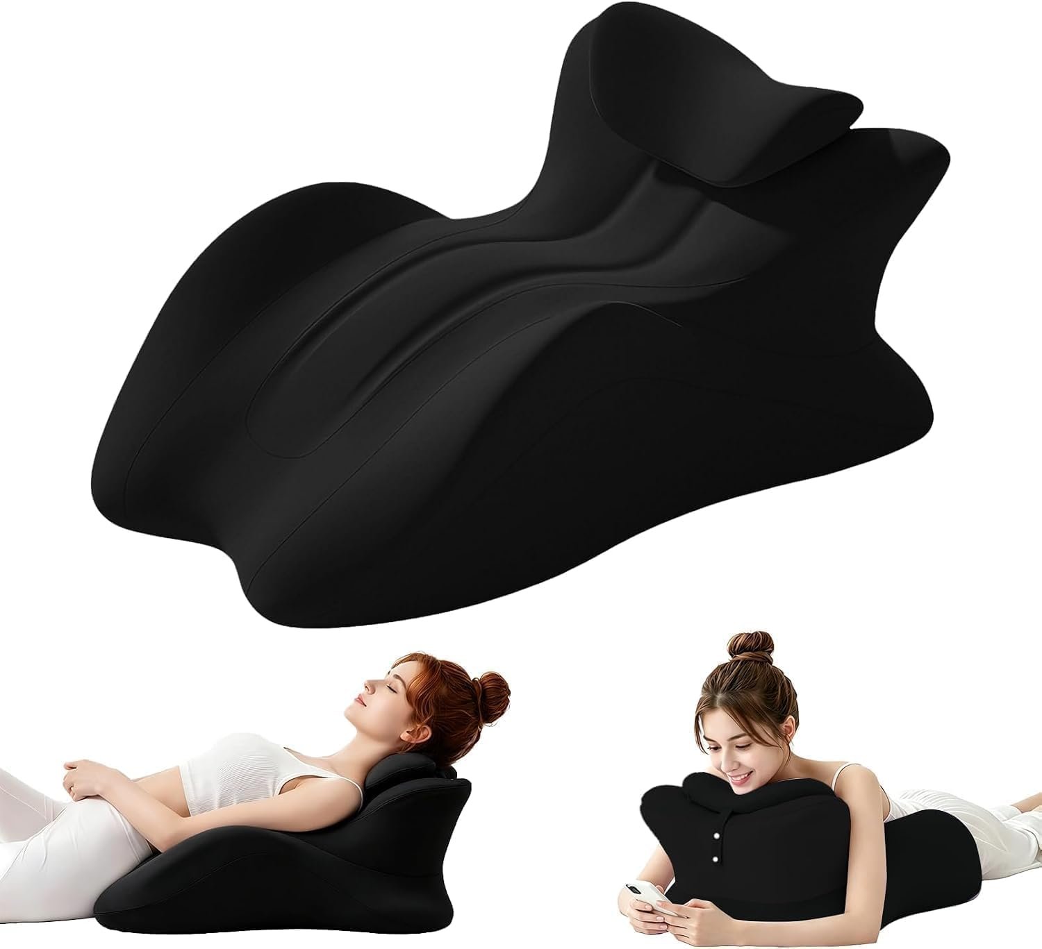 Memory Foam Wedge Pillow, 27° Ergonomic Body Support Pillow -Black