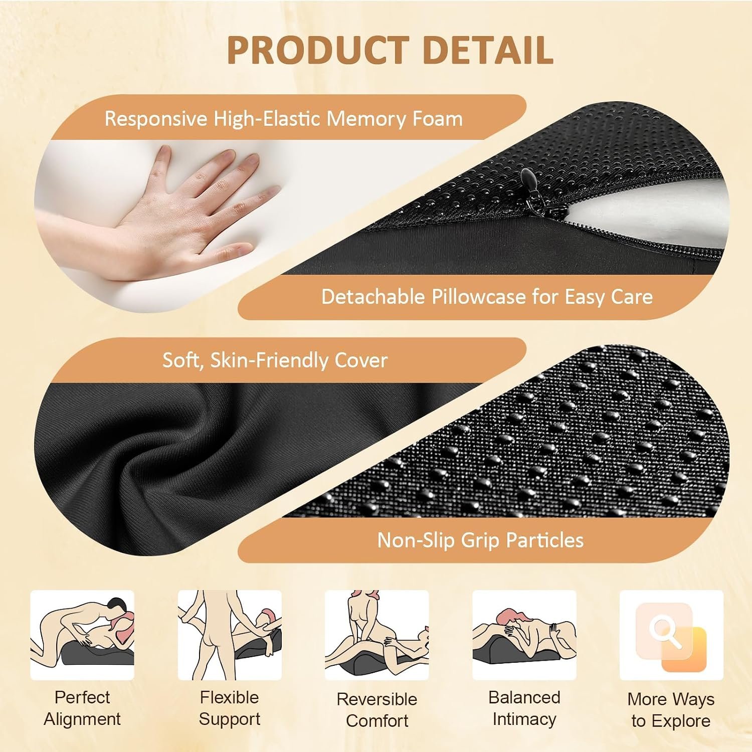 Memory Foam Wedge Pillow, 27° Ergonomic Reading Pillow