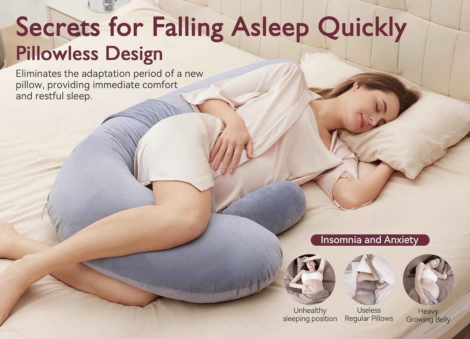 Momcozy Original F Shaped Pregnancy Pillow with Adjustable Wedge Pillow