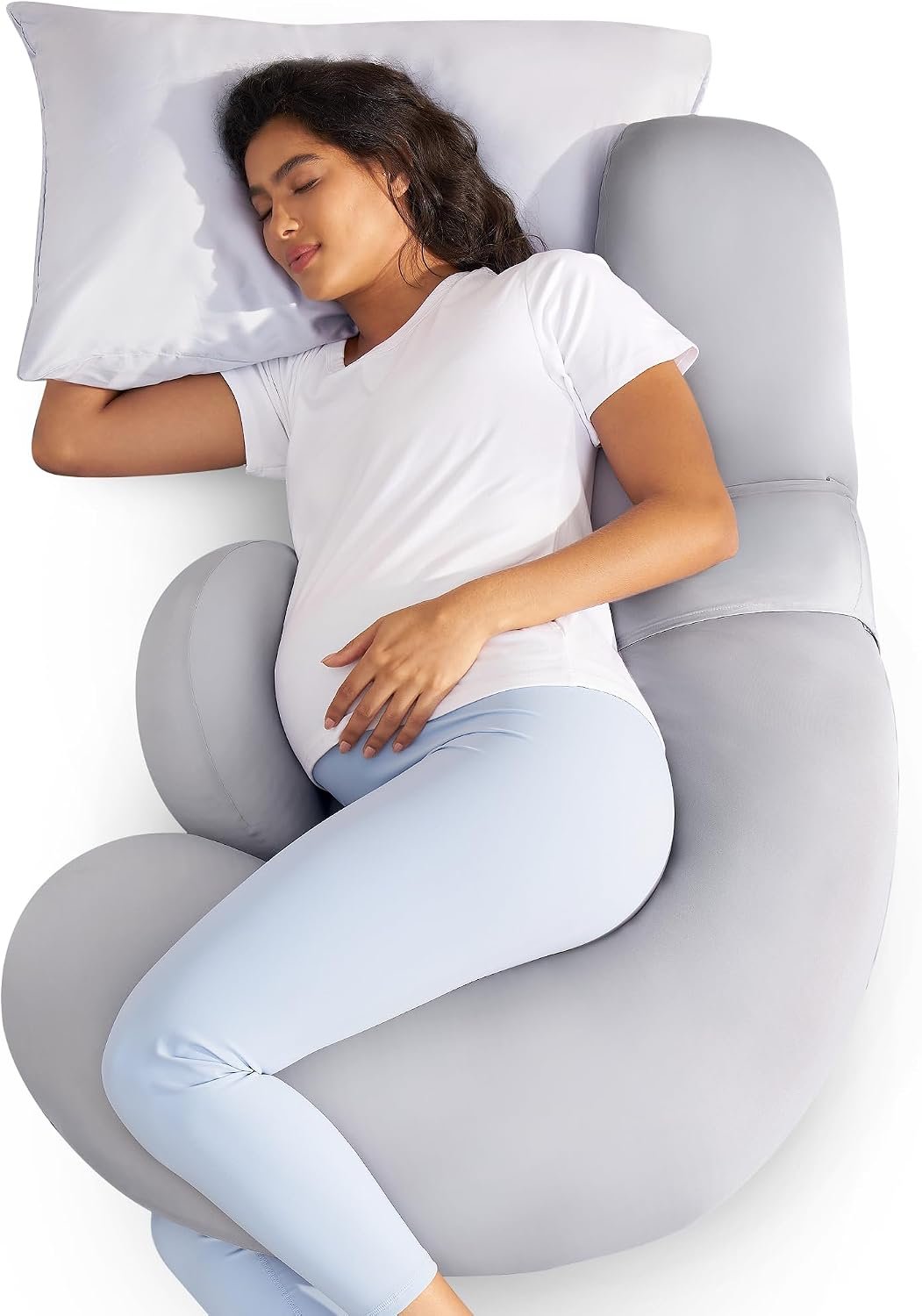 Momcozy Original F Shaped Pregnancy Pillow with Adjustable Wedge Pillow